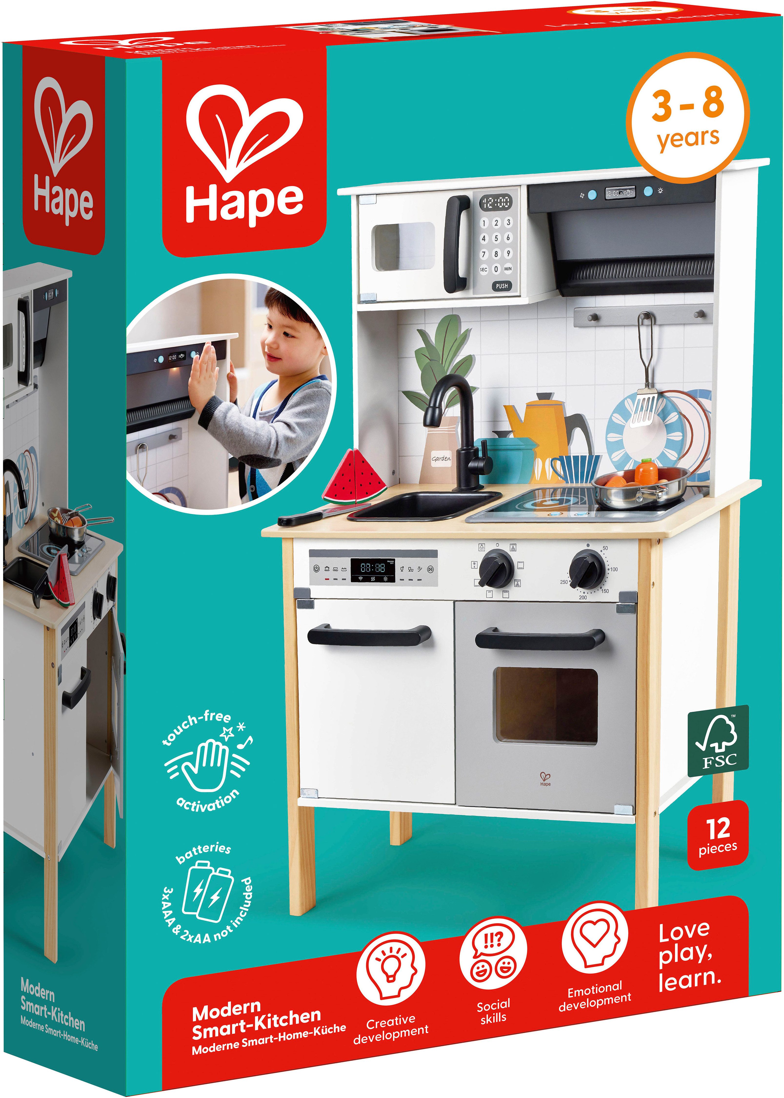 Hape Spielküche Moderne Smart-Home-Küche Holz, Kunststoff, Metall, mit Lich günstig online kaufen