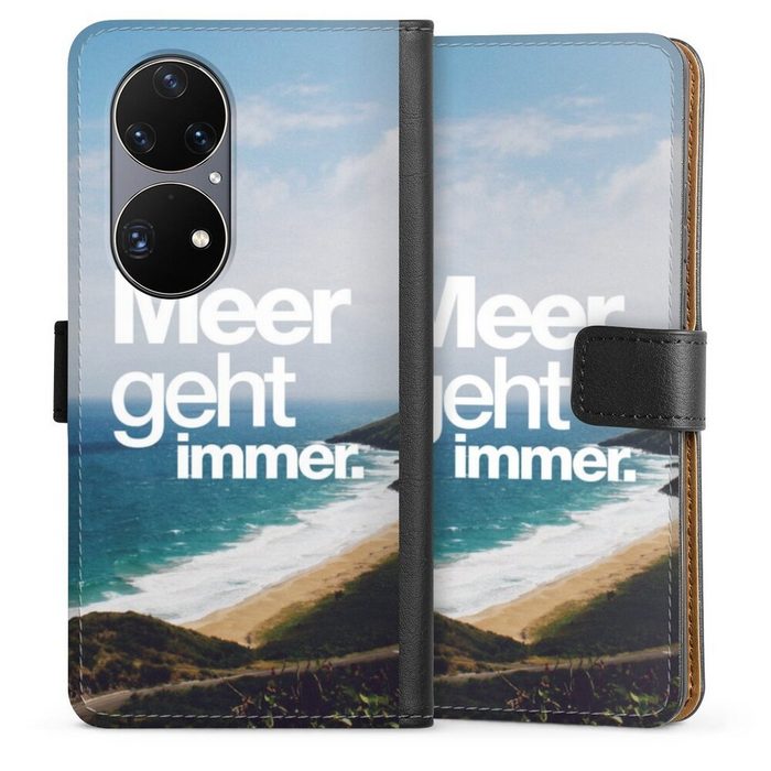 DeinDesign Handyhülle Meer Urlaub Sommer Meer geht immer Huawei P50 Pro Hülle Handy Flip Case Wallet Cover Handytasche Leder
