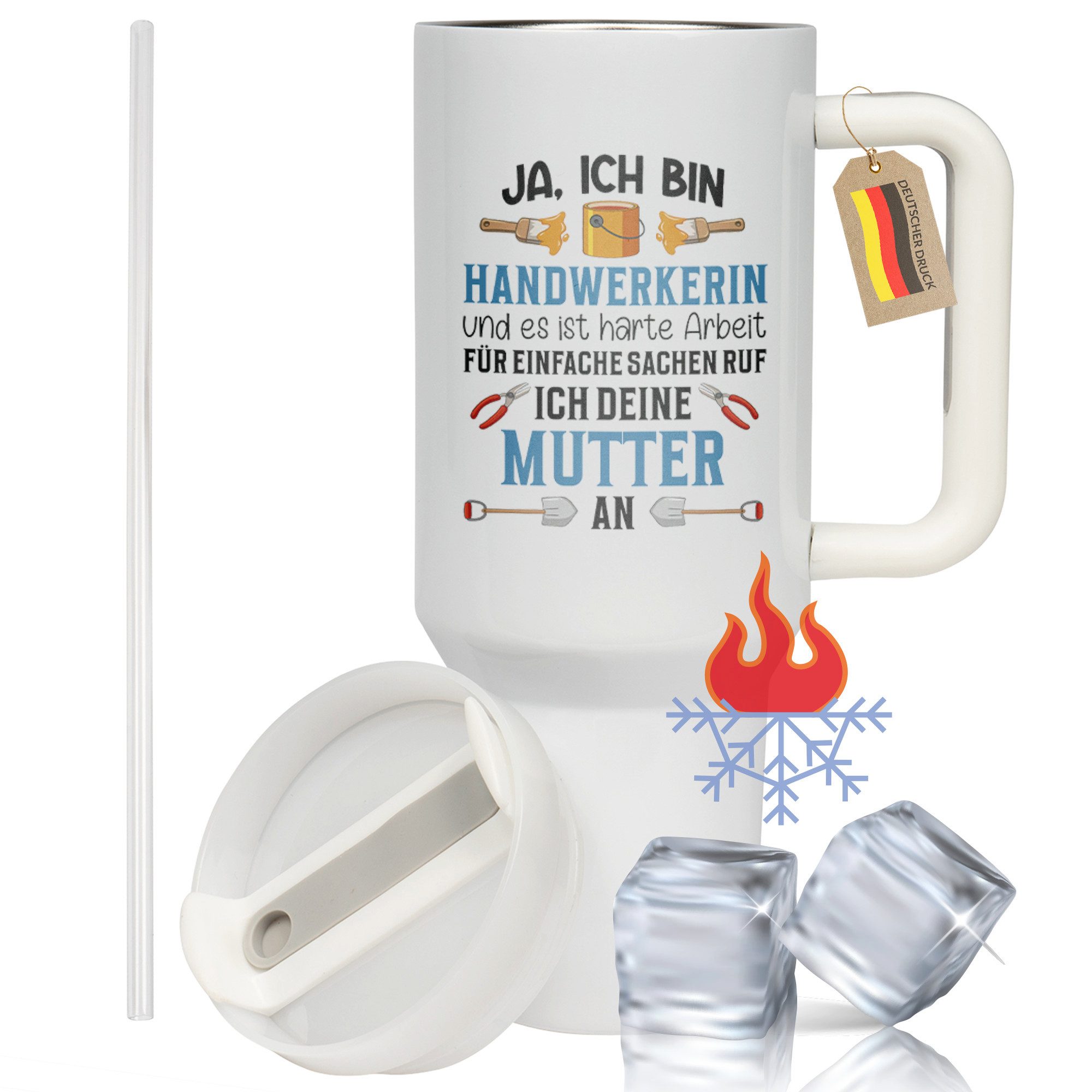 22Feels Thermobecher XXL Thermobecher Handwerkerinnen Geschenk Lustig Geburtstag Frauentag, Edelstahl (Thermoisoliert), IN DEUTSCHLAND BEDRUCKT - Beidseitig Bedruckter To-Go Tumbler