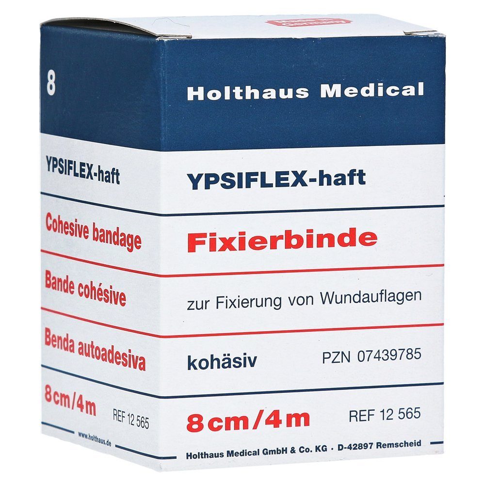 Holthaus Medical Wundpflaster YPSIFLEX haft Fixierbinde, 8 cm x 4 m, einzeln in Faltschachtel