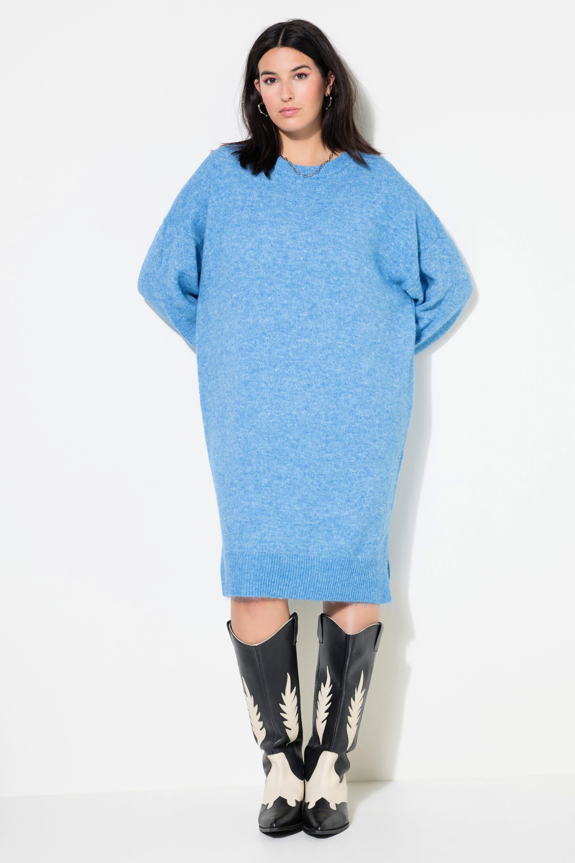 Minikleid Strickkleid oversized Midikleid Rundhals Langarm