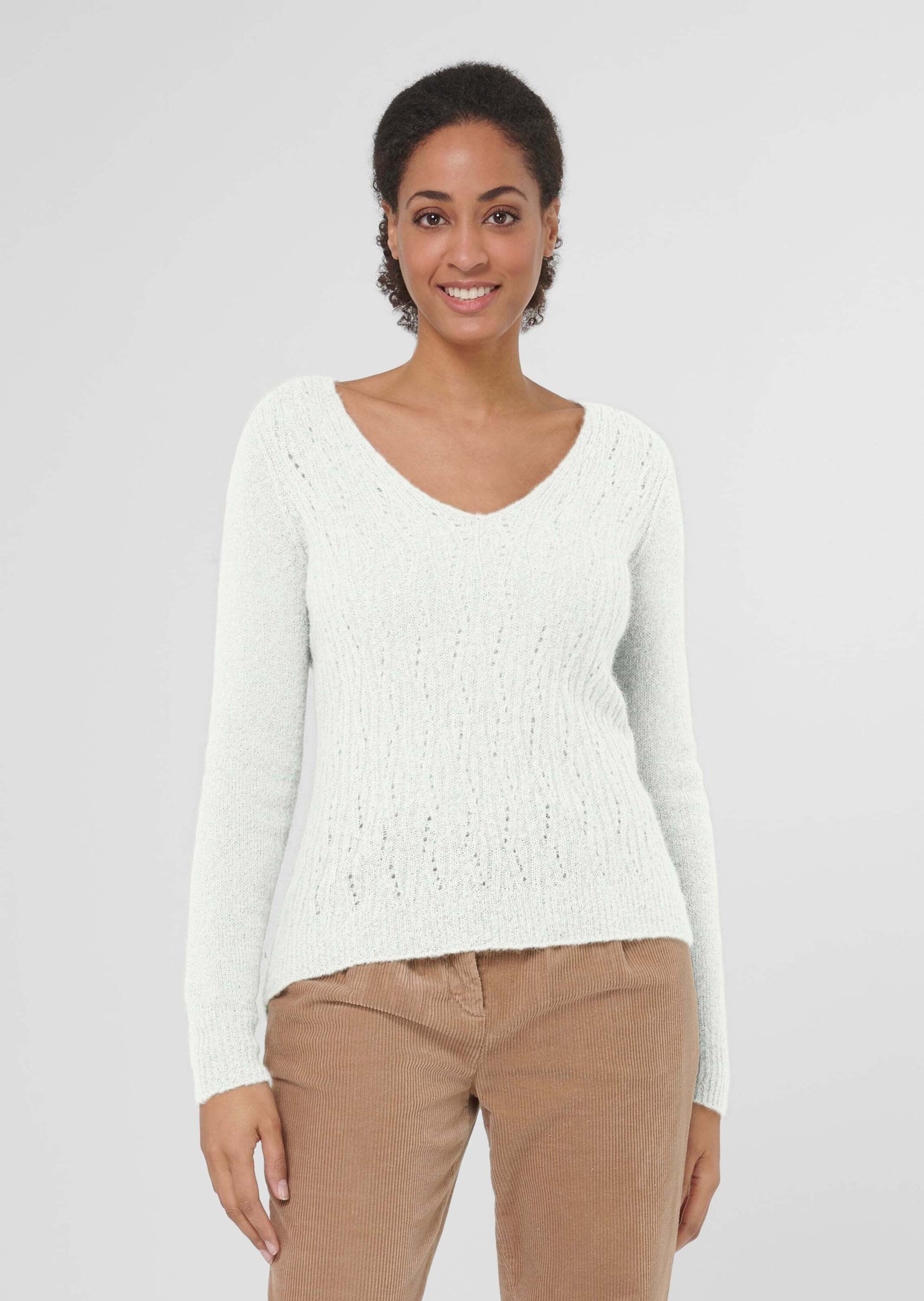 Strickpullover Ajour-Pullover aus Alpaka- Mischung