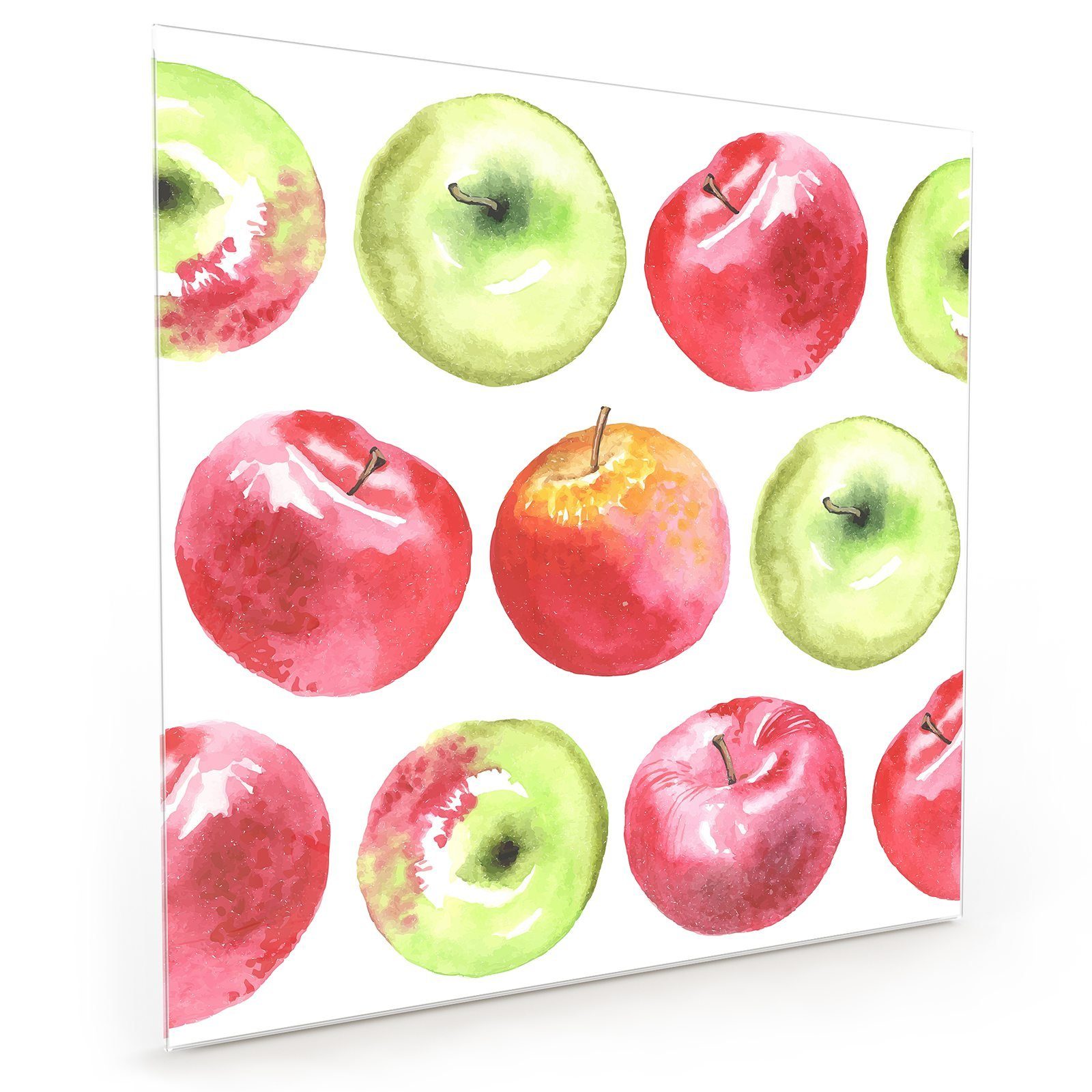 Aquarell Küchenrückwand Spritzschutz Muster Äpfel Glas Primedeco
