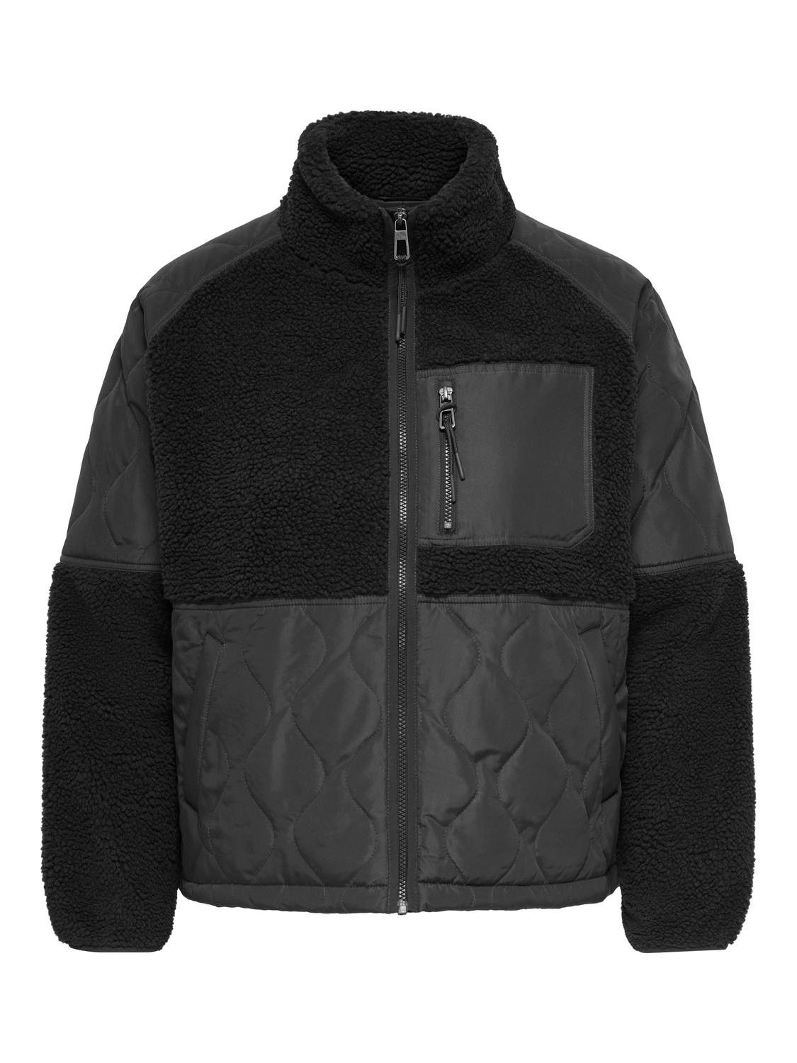 ONLY CARMAKOMA Steppjacke CAROHIO QUILT MIX FLEECE SHORT OTW Materialmix: Stepp und Teddyplüsch