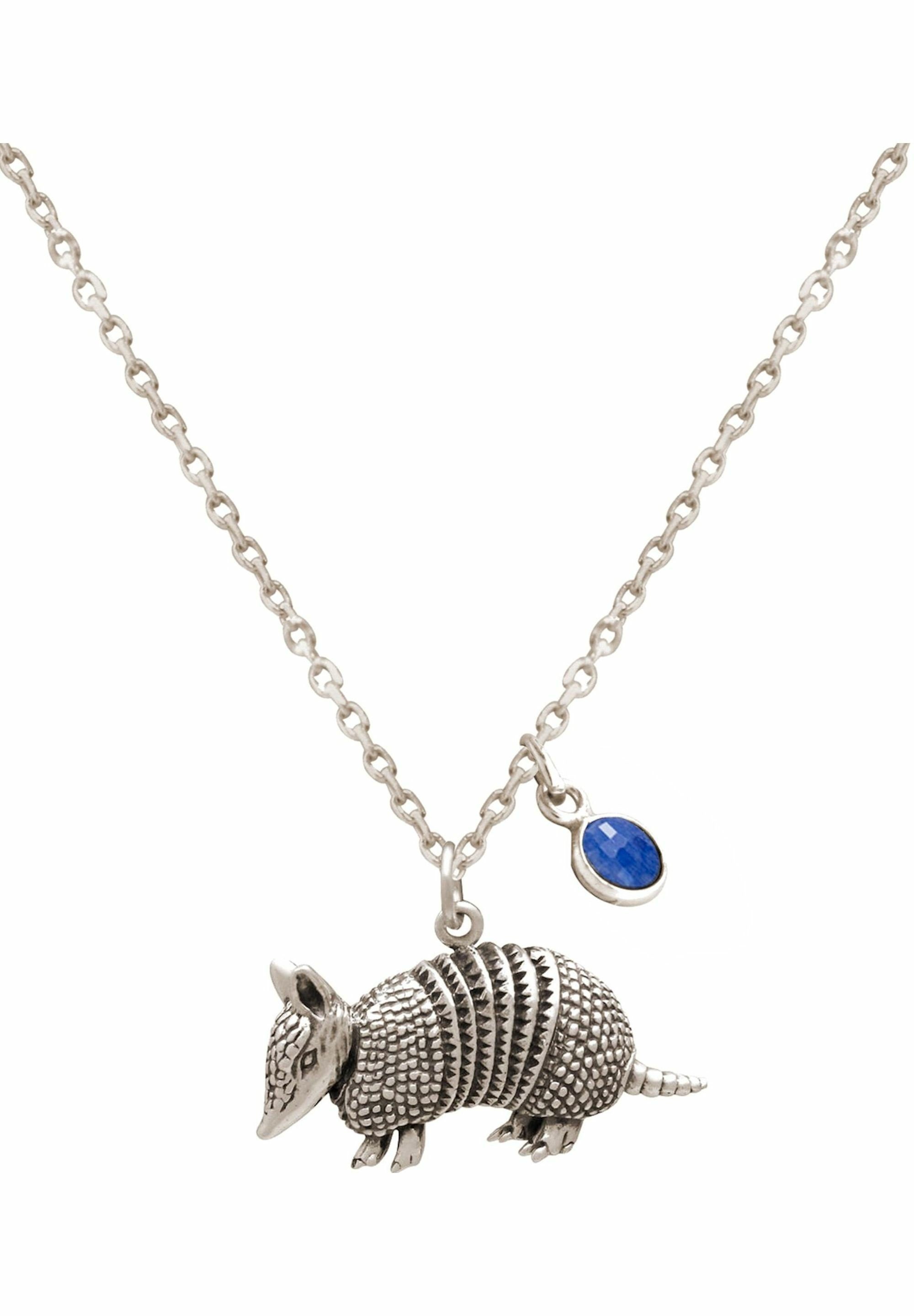 silver - 3-D Saphir Kette Gemshine Armadillo coloured Anhänger mit