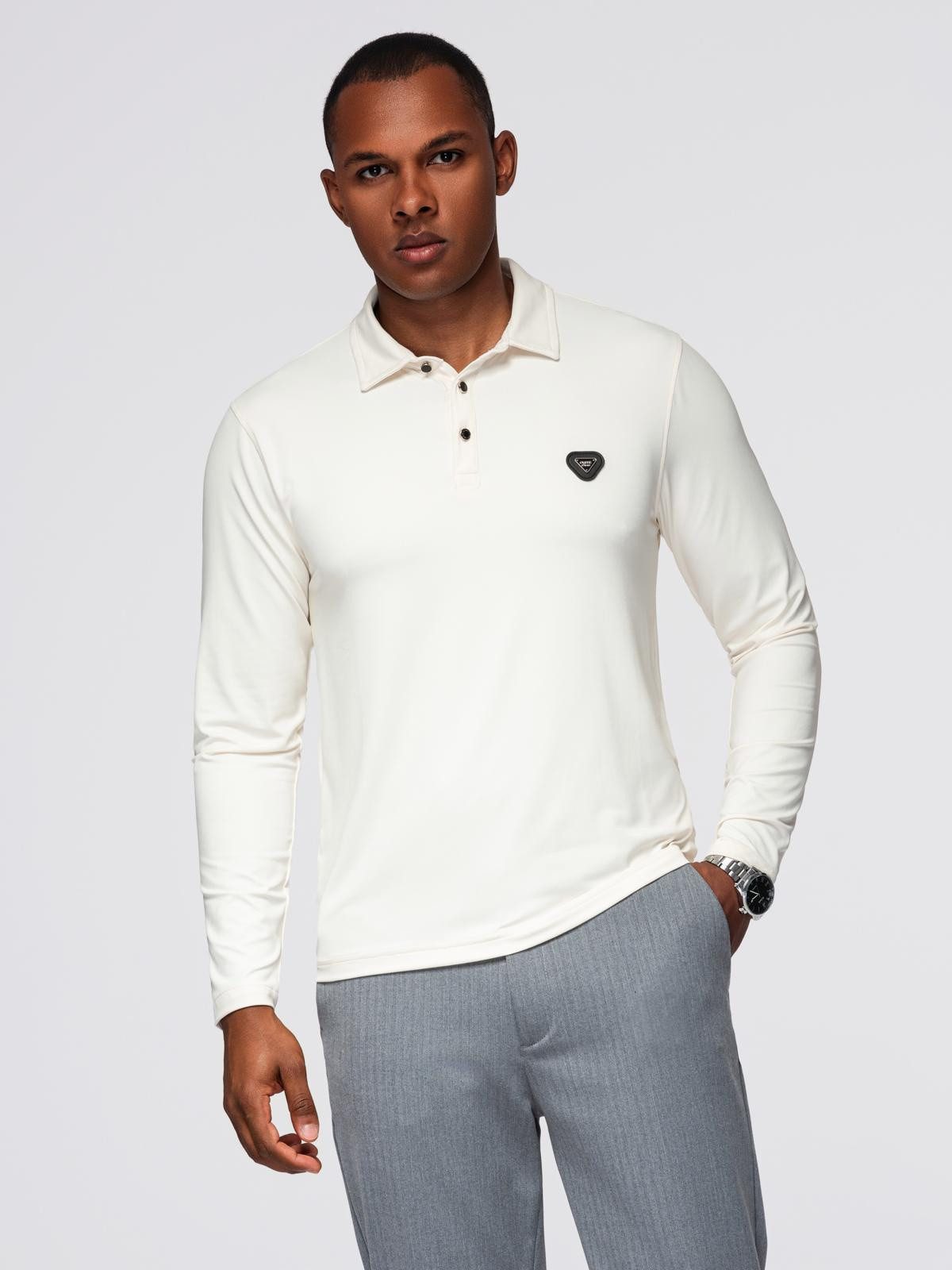 OMBRE Langarm-Poloshirt Polo-Shirt mit langen Ärmeln und eleganten Markenknöpfen