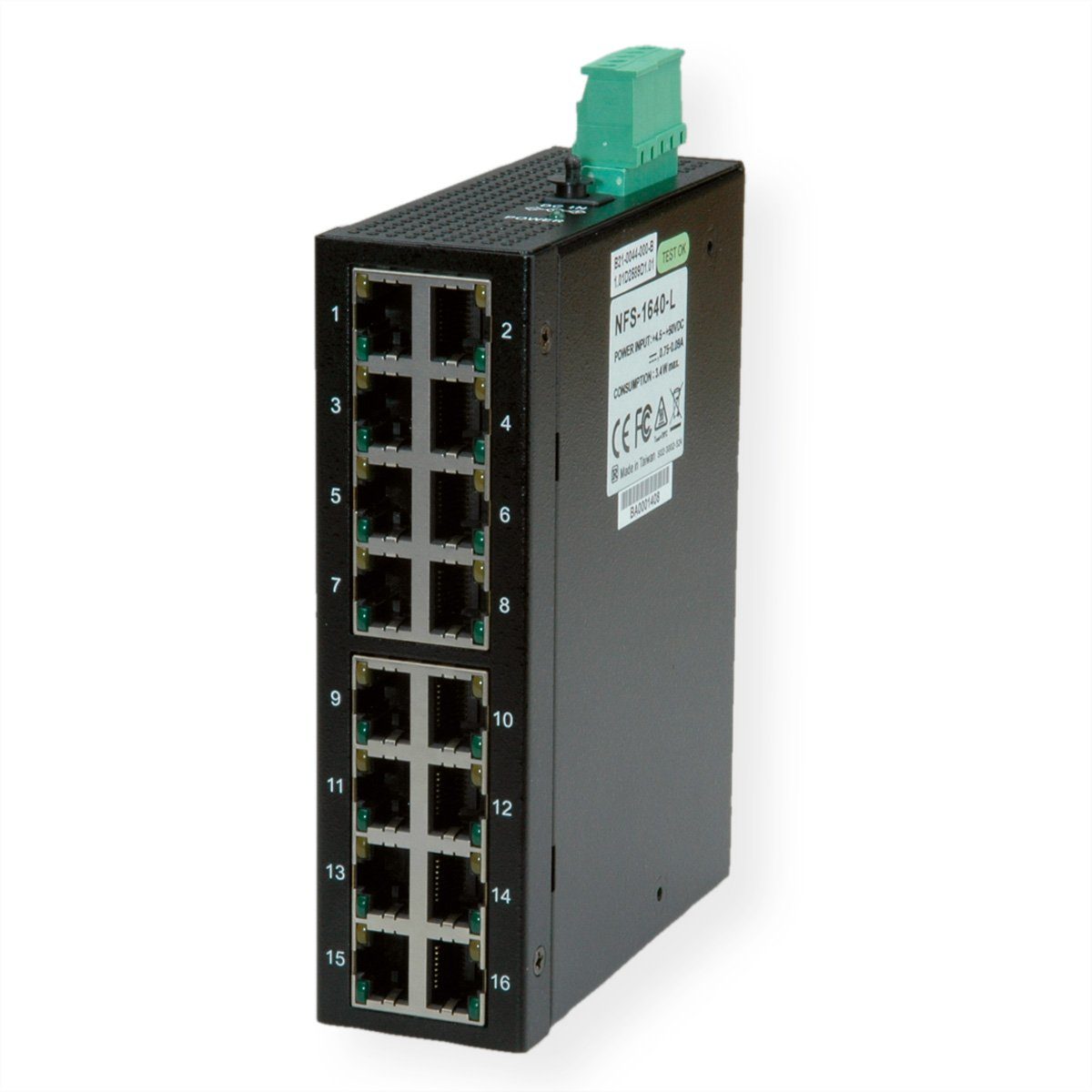 Industrie Switch 16x RJ-45, unmanaged Netzwerk-Switch
