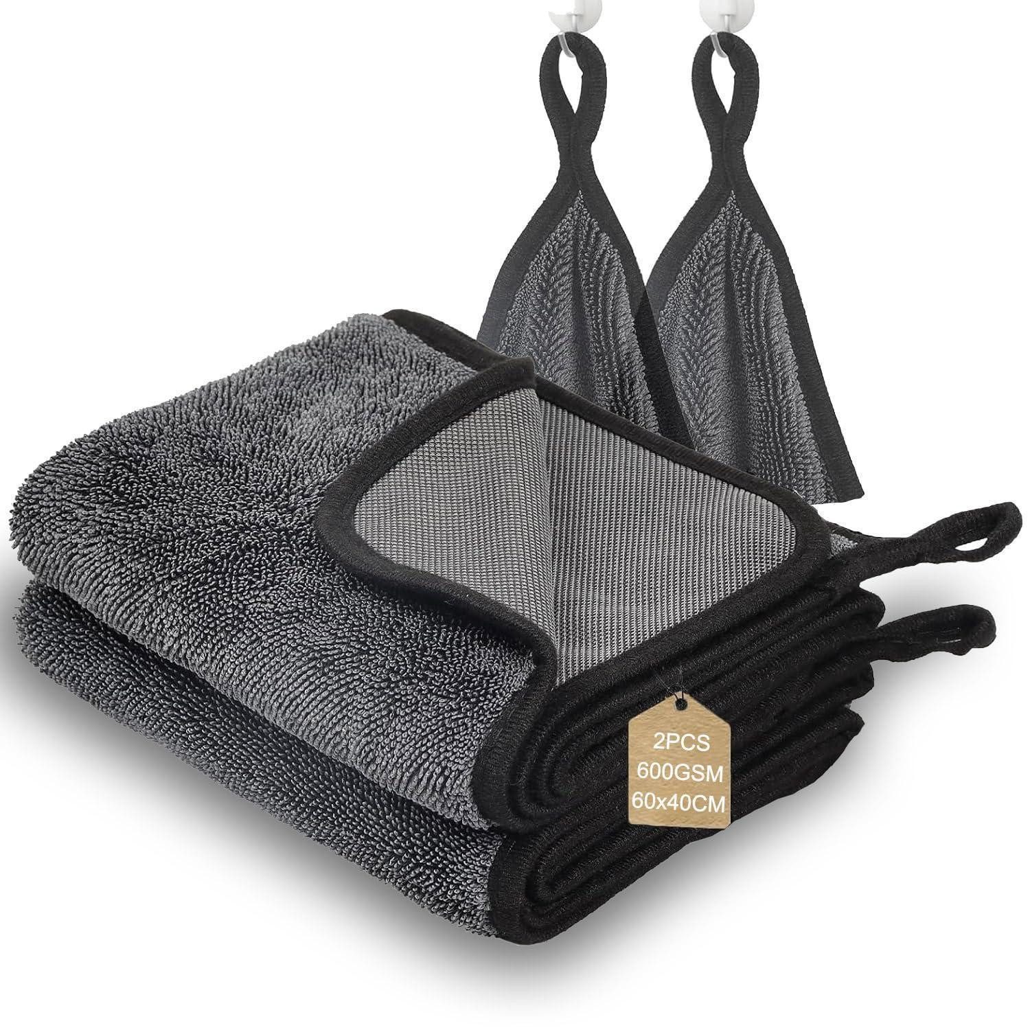 Trockentuch Mikrofasertuch Auto Dusche 60x40cm Grau-2 Stück 40x60cm Mikrofasertuch