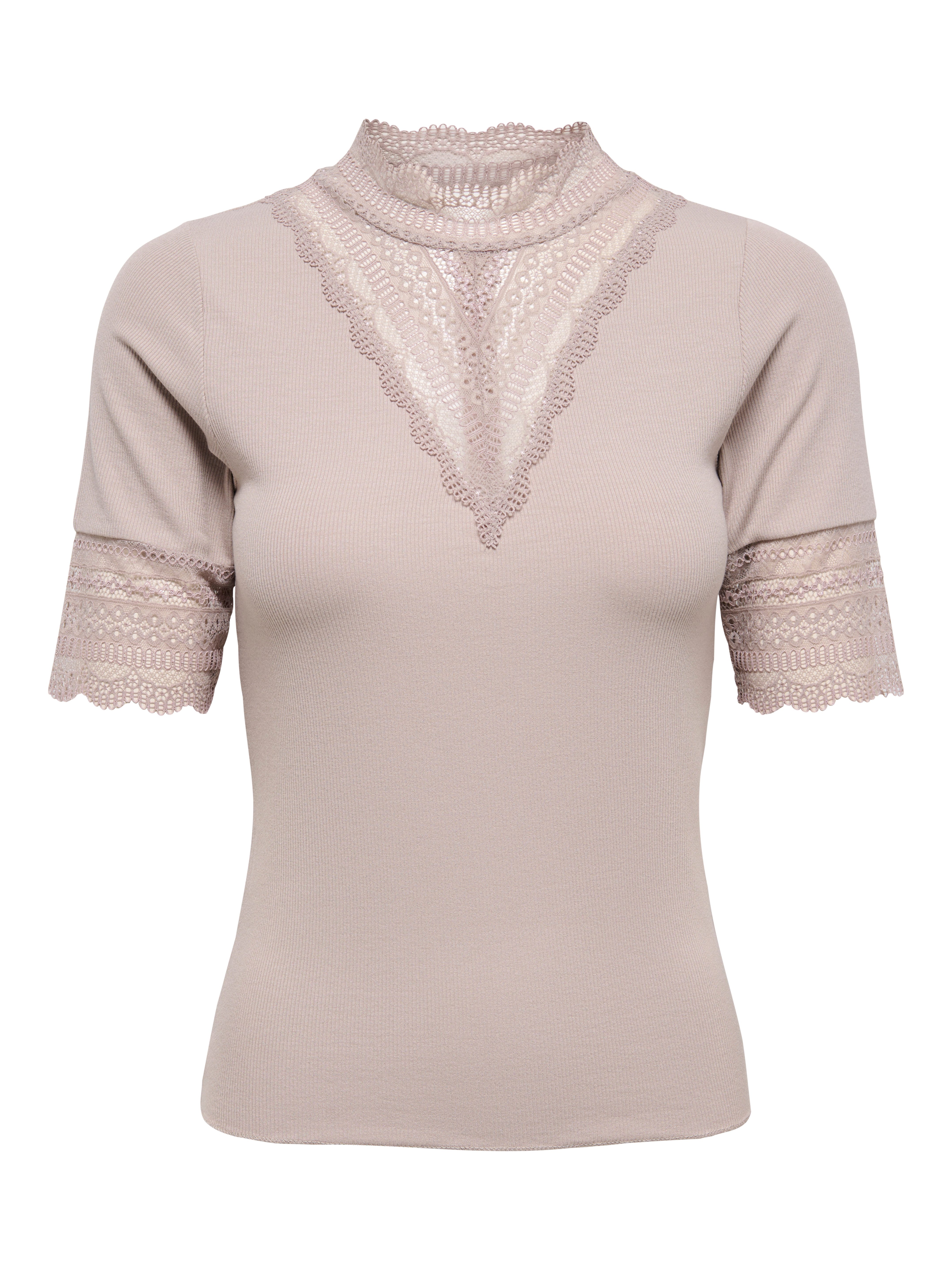 ONLY Spitzenshirt ONLTILDE HIGHNECK S/S TOP JRS NOOS