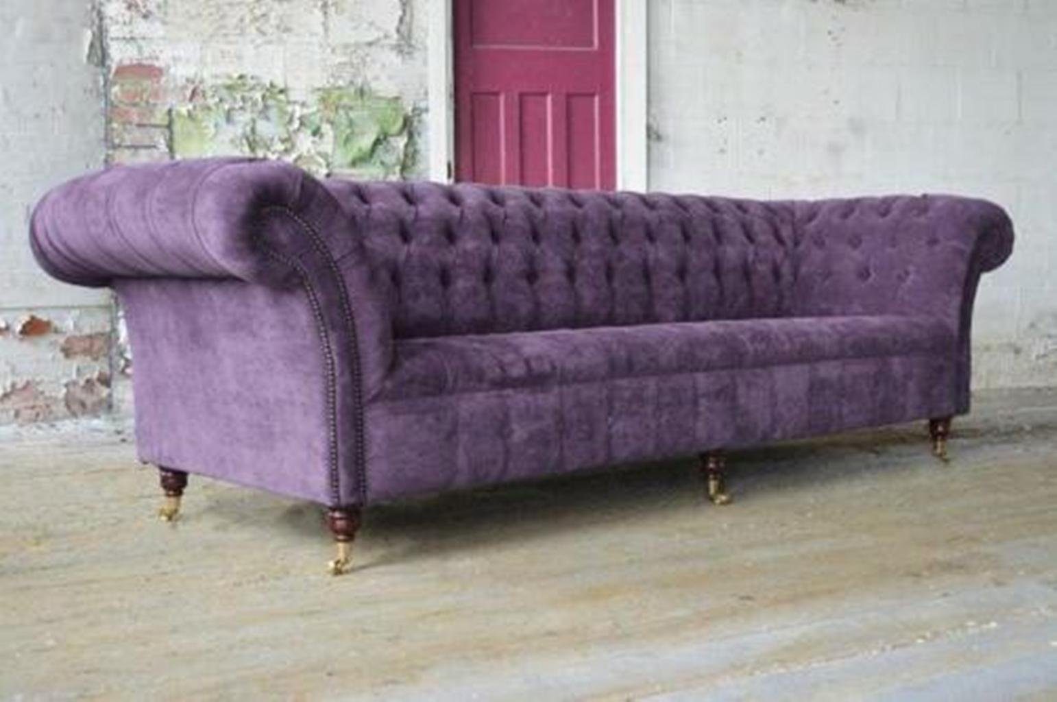 JVmoebel Chesterfield-Sofa Lila Chesterfield Textil Couch Europe Neu, Design Made in Polstermöbel 4-Sitzer