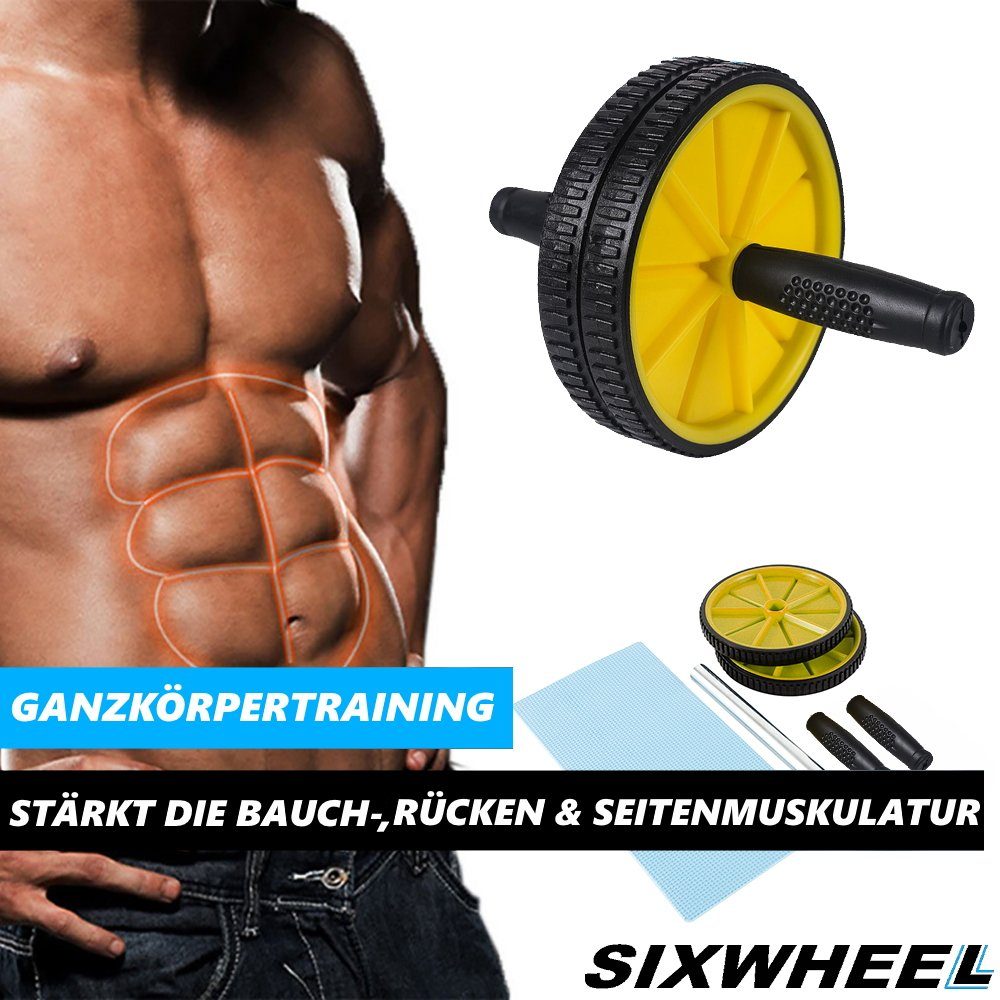 Trainer Trainer Fitness Bauchmuskeltraining, Bauchroller inkl. SIXWHEEL Kniematte AB Bauchrad MAVURA Weg Bauch AB-Roller