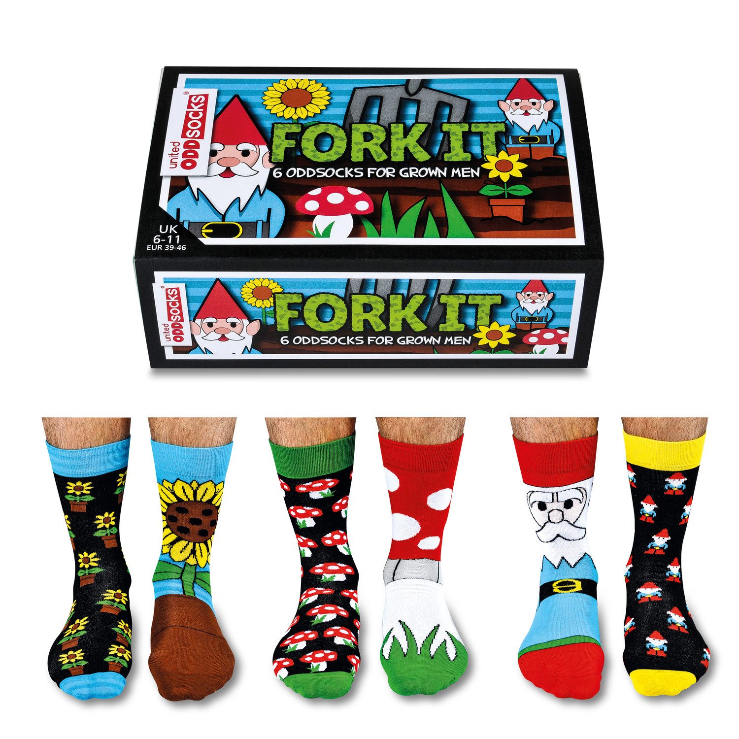 United Oddsocks Freizeitsocken Verrückte Socken Oddsocks Fork It für Männer im 6er Set