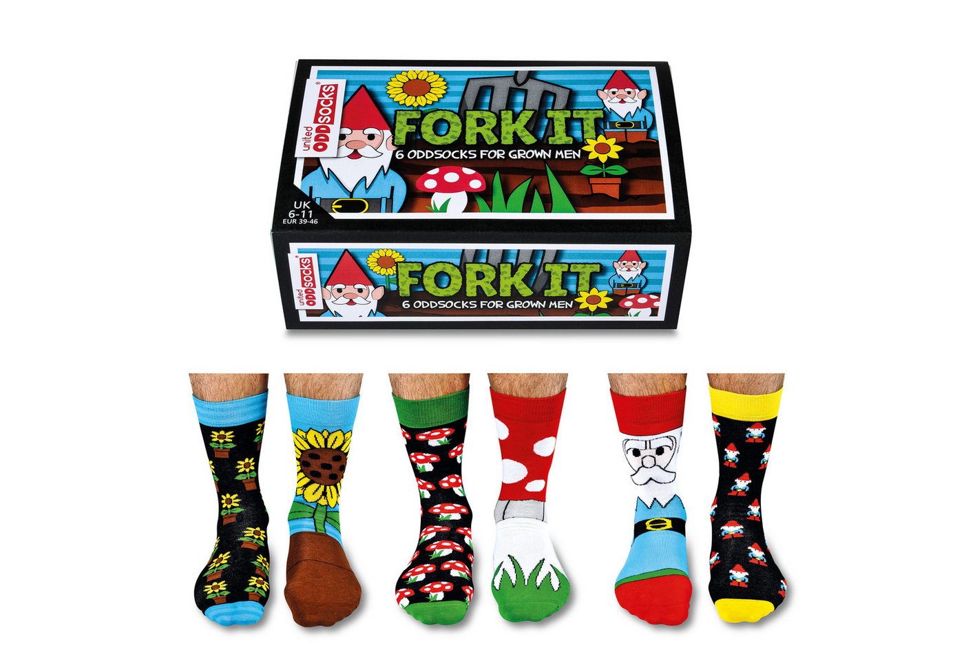 United Oddsocks Freizeitsocken Verrückte Socken Oddsocks Fork It für Männer im 6er Set