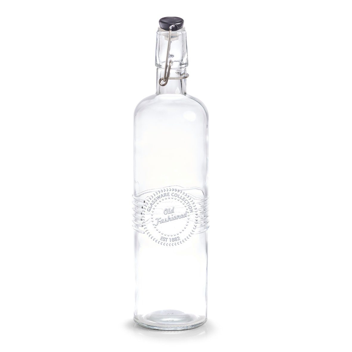 Zeller Present Trinkflasche Glasflasche "Old fashioned, 730 ml, schwarz, Glas/Metall/Kunststoff, Ø7,2 x 29,5 cm