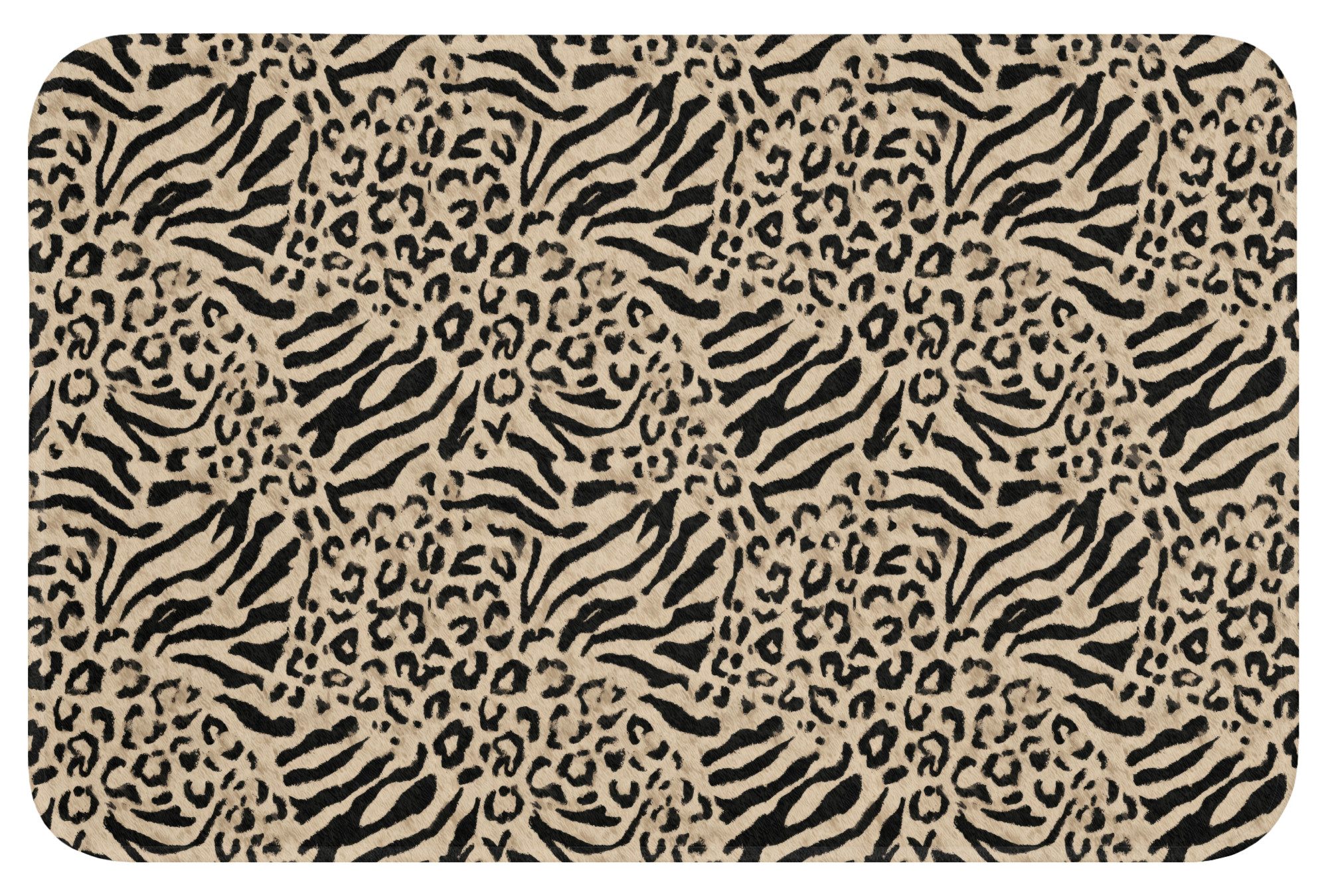 OnlyWow Badematte Giraffe - Zebra - Motiv - Braun, Höhe 10 mm, Polyester, Rechteckig, Badezimmerteppich, Badteppich, Rutschfest, Badvorleger, Waschbar