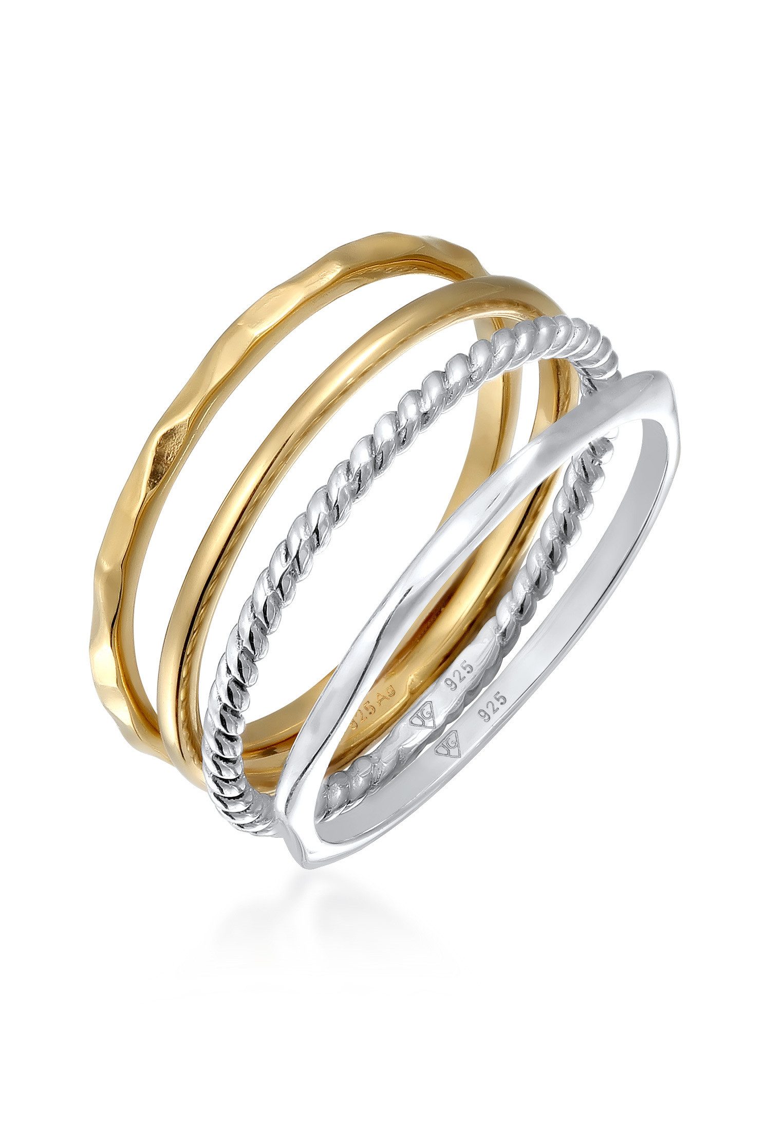 Ring-Set Stapelringe Bicolor 925 Sterling Silver Gold-plated