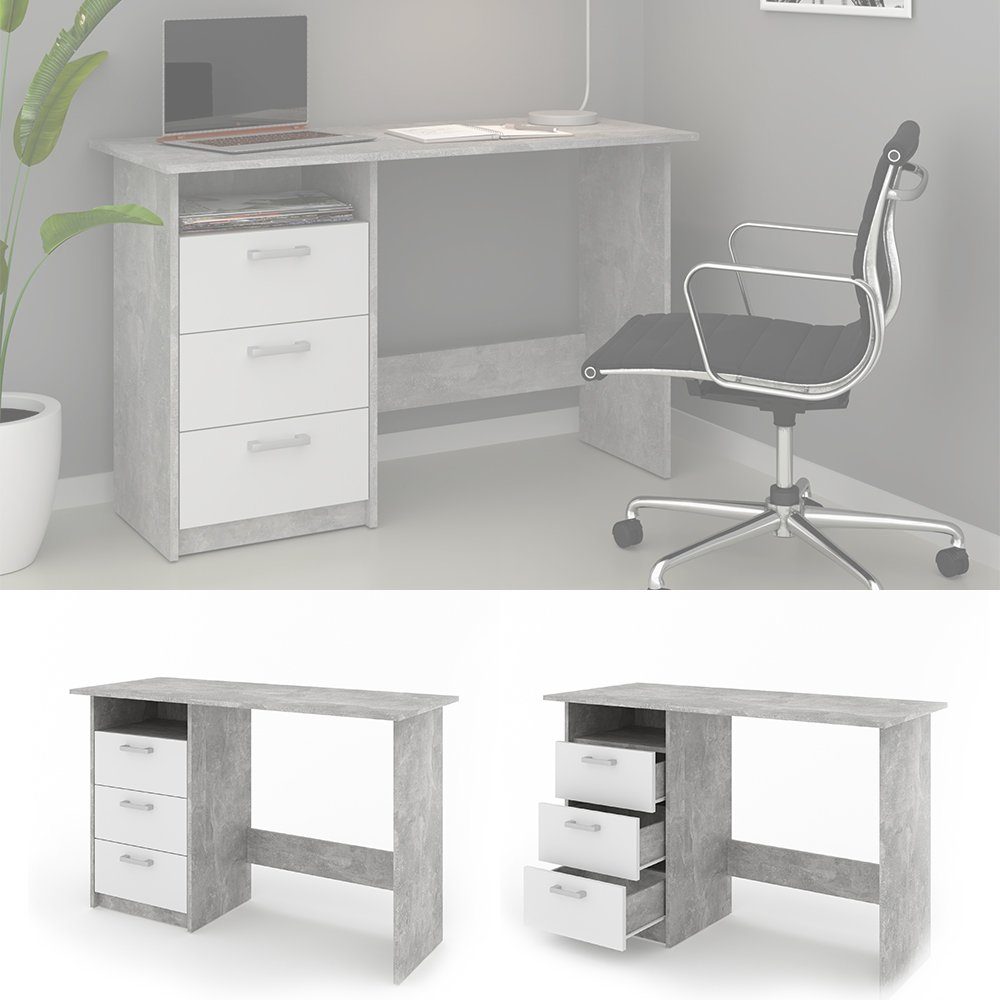 Vicco Schreibtisch Meiko, Weiß/Beton, 120 x günstig online kaufen