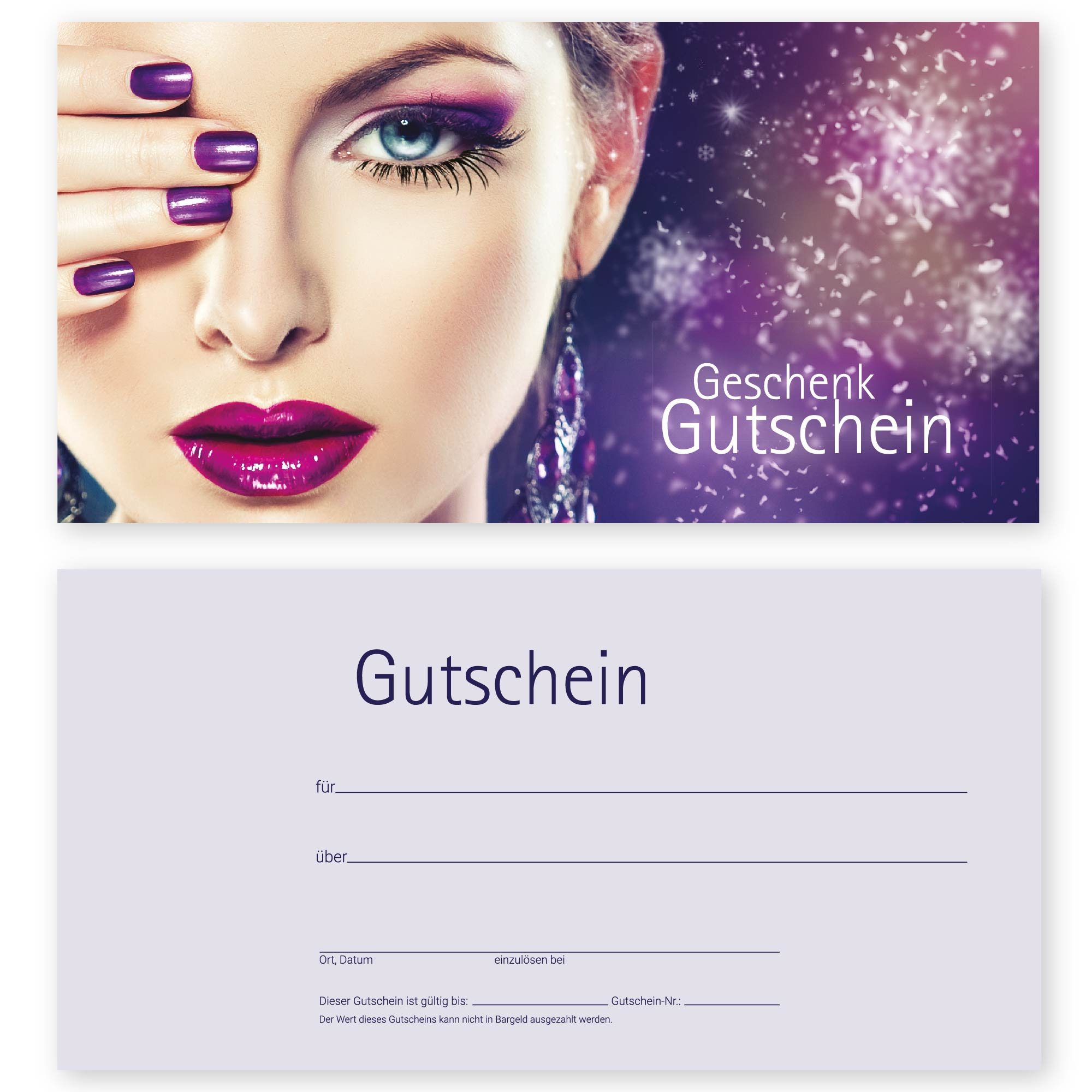 Geschenkkarte 50 Gutscheinkarten für Beauty & Styling (zum Verkaufen)