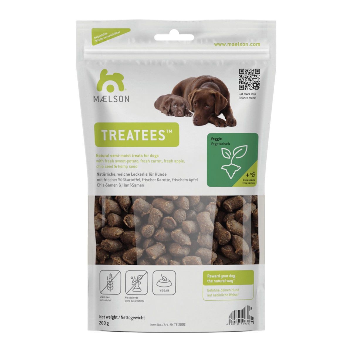 MAELSON Treatees Veggie Hundeleckerlis, 200 g, die gesunde Belohnung für Hu..., Snack für: Hund
