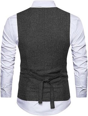 RUZU UG Jackenblazer Anzugweste für Herren, lässige schmale Weste mit V-Ausschnitt