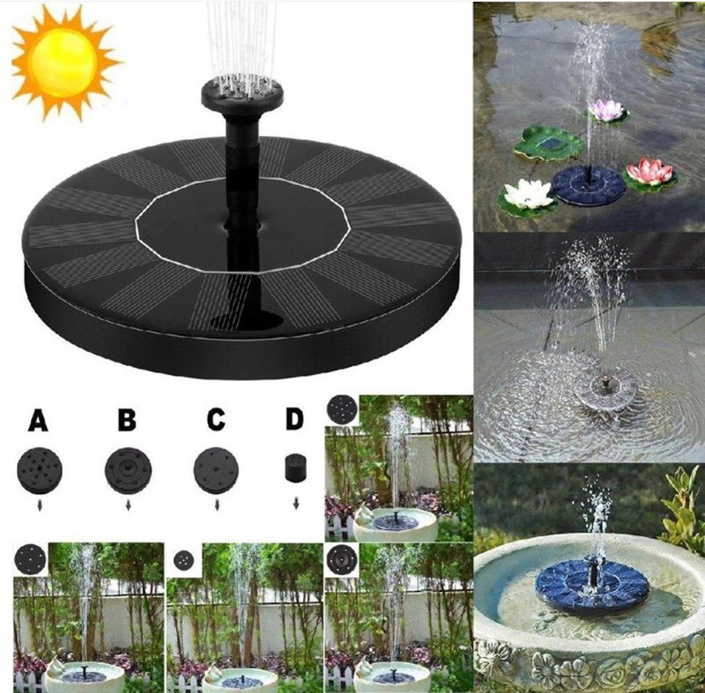 XDeer Gartenbrunnen Solar Springbrunnen, Mini-Solarbrunnen,Solar Teichpumpe Outdoor, 16,00 cm Breite, Wasserpumpe Solar Schwimmender Fontäne Pumpe mit Fontänenstile Garten