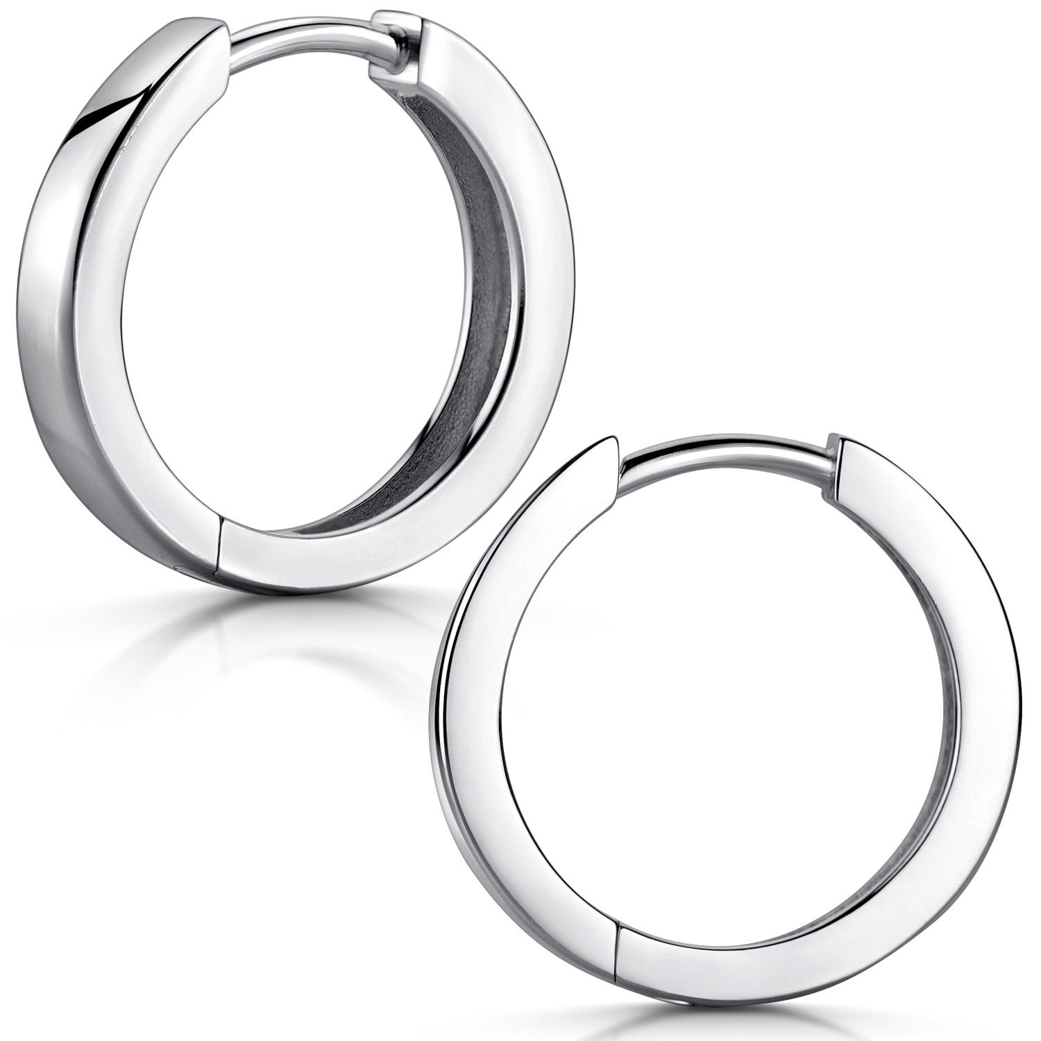 Materia Paar Creolen Creolen Silber 18mm SO-460, aus 925 Sterling Silber, rhodiniert