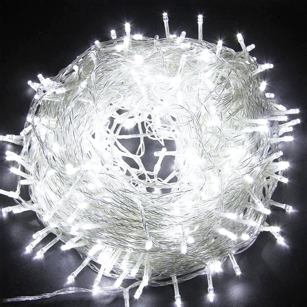 Sunicol LED-Lichterkette Wasserdicht, Weihnachten Außen Innen Party Beleuchtung Deko, 10-100M, 8 Modi Lichterkette für DIY Schlafzimmer Party Garten Hochzeit Deko Weiß