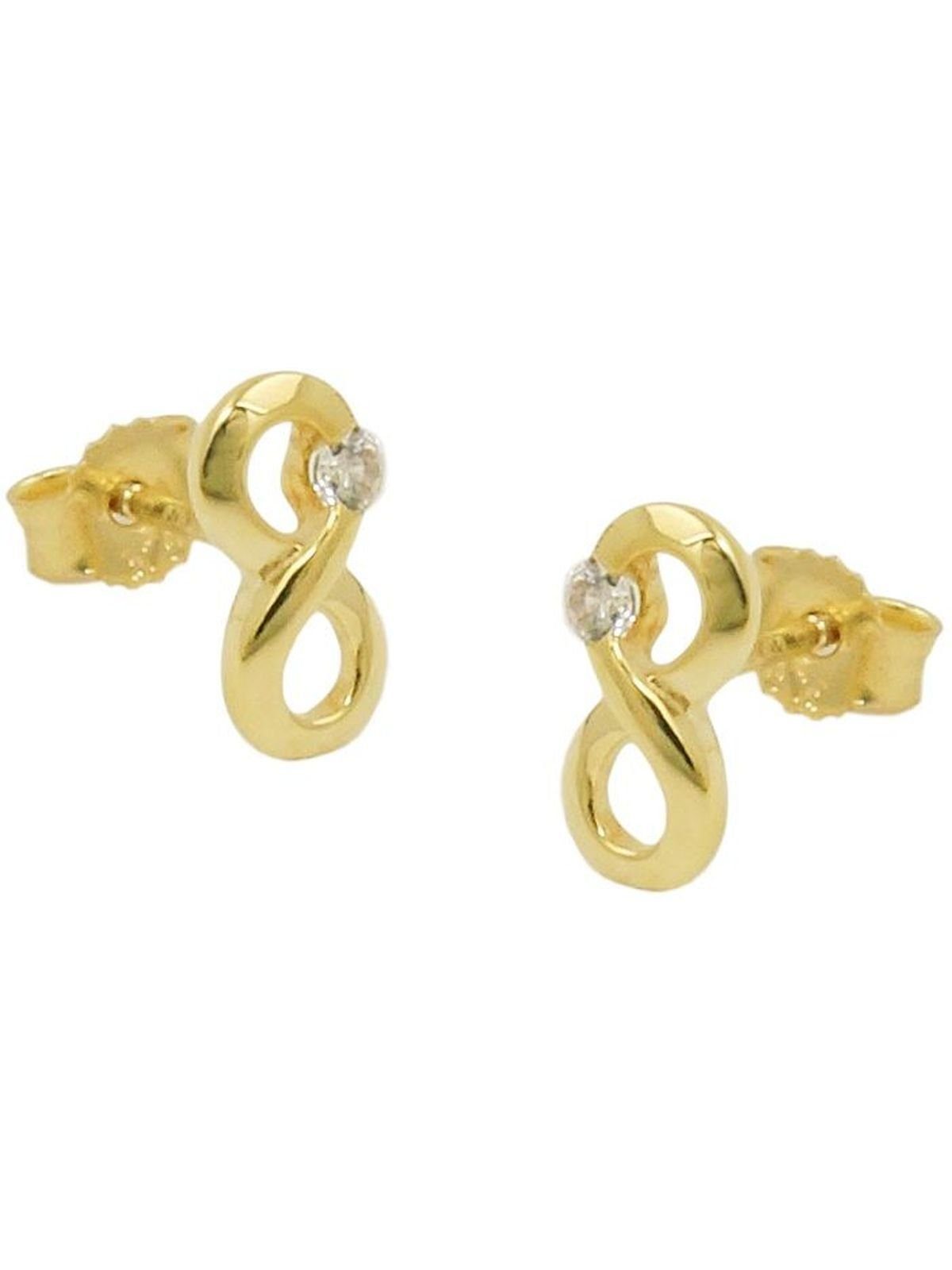 Gallay Paar Ohrstecker Ohrring 9x5mm Zeichen Unendlichkeit mit Zirkonia GOLD 9Kt (1-tlg)