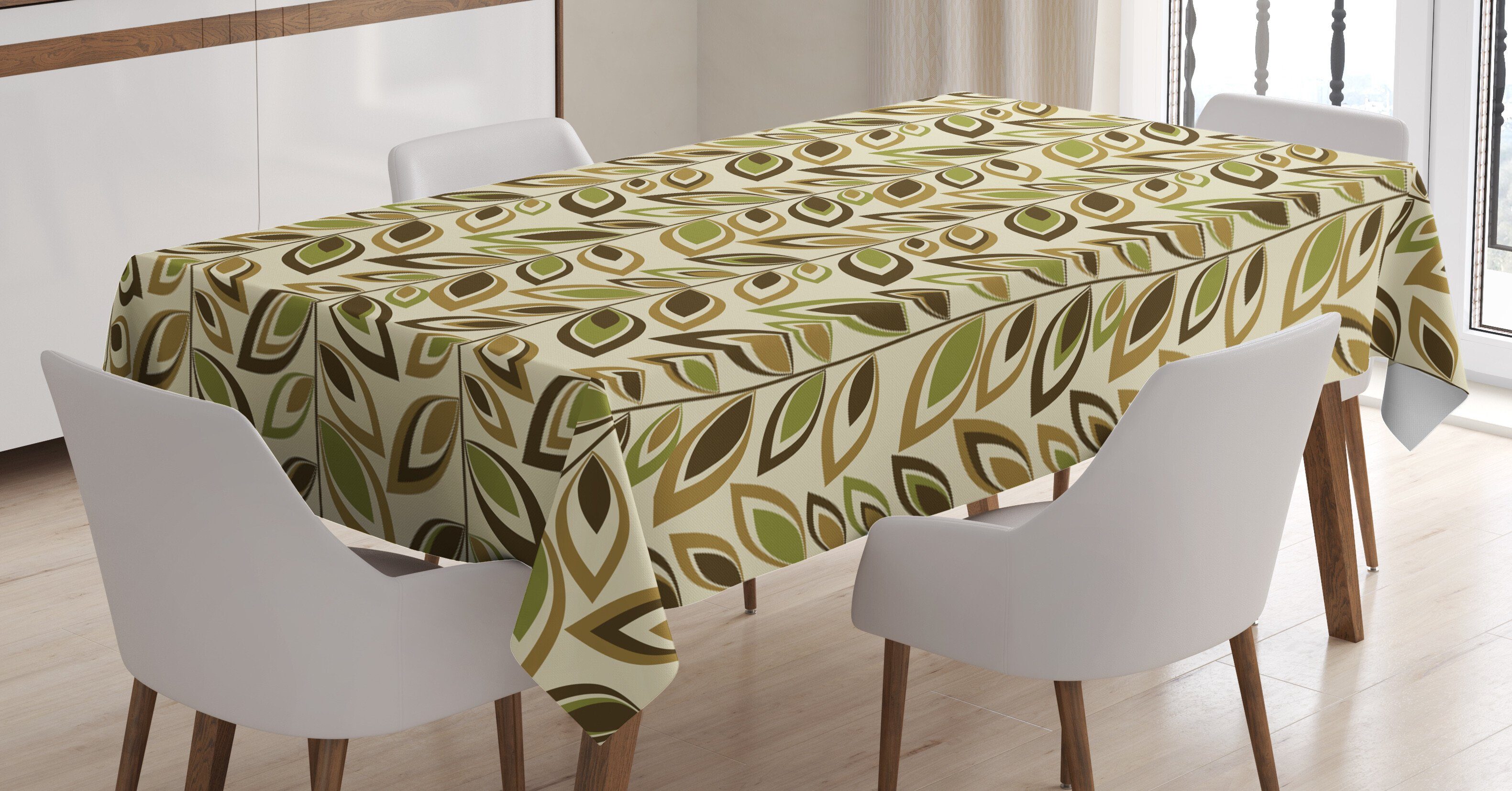 Abakuhaus Tischdecke Farbfest Waschbar Für den Außen Bereich geeignet Klare Farben, Blätter Abstrakt belaubte Zweige | Tischdecken