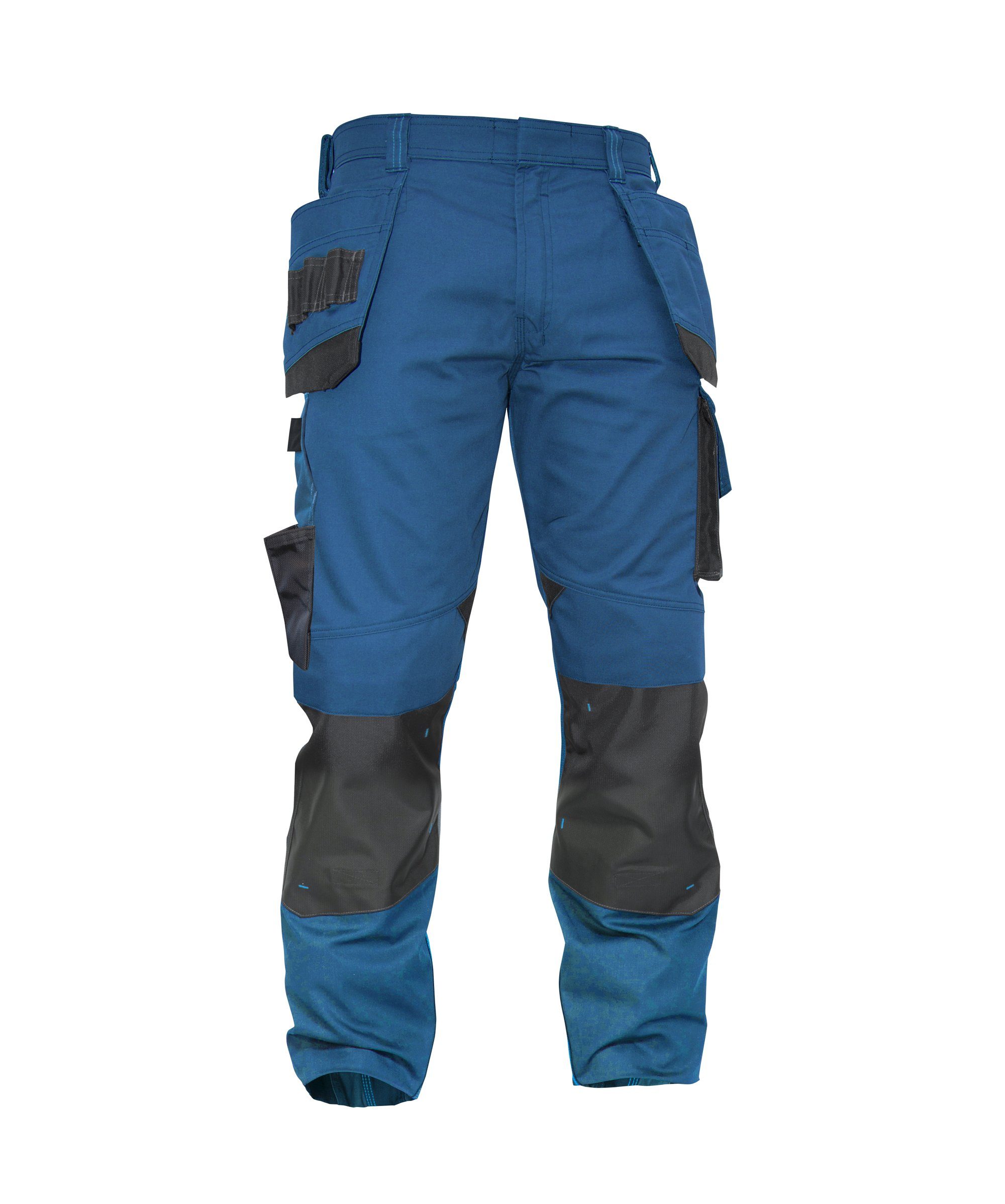 Dassy Arbeitshose Arbeitshose mit Holstertaschen azurblau/anthrazitgrau (1-tlg) Magnetic und Kniepolstertaschen