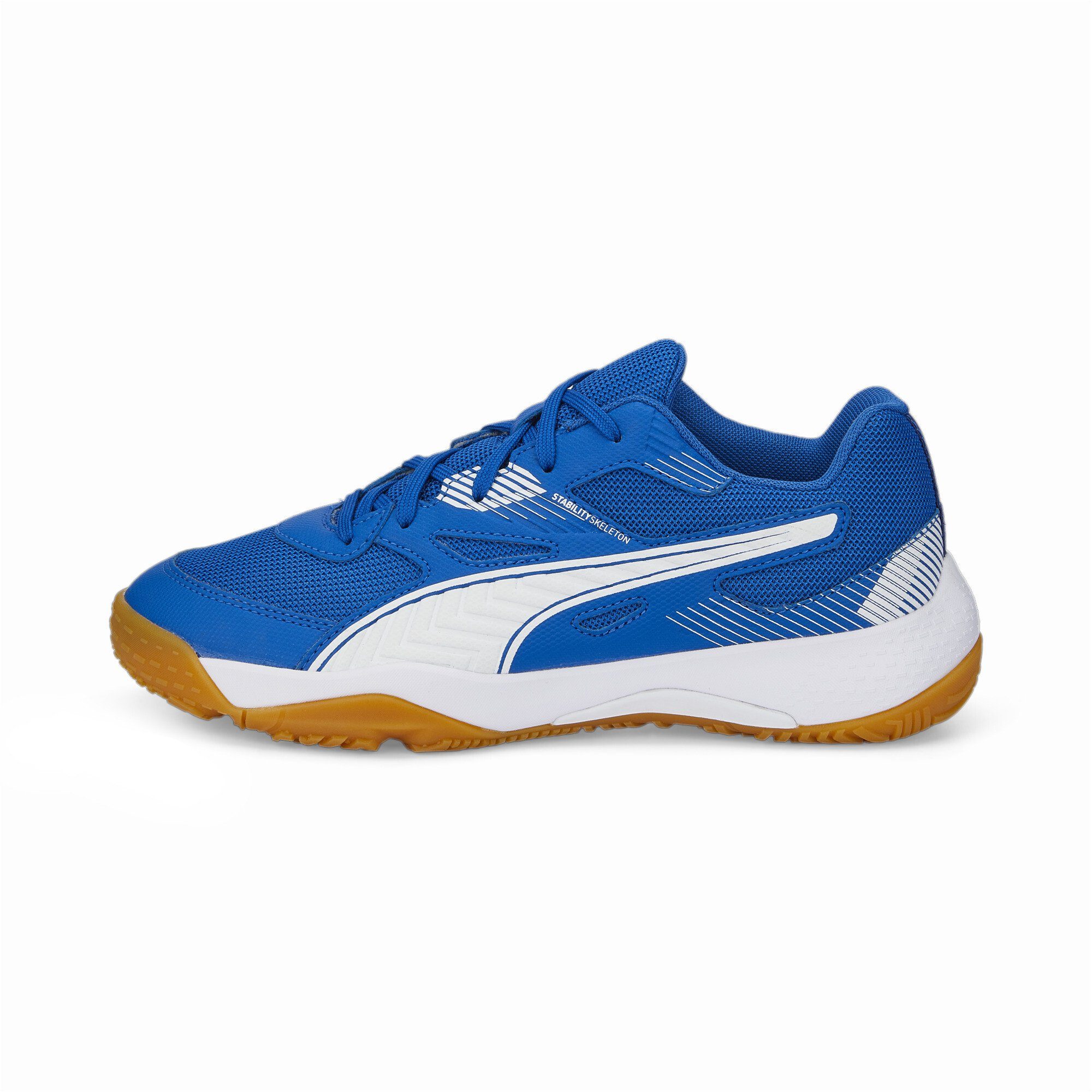 Solarflash Hallen-Sportschuhe White Beige PUMA II Royal Sneaker Gum Jungen Blue
