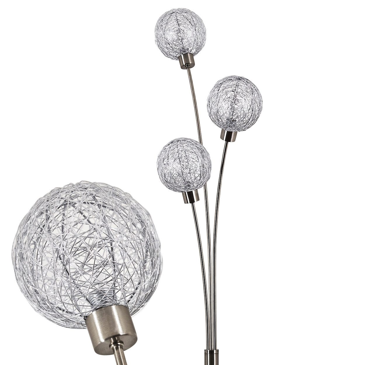 hofstein Stehlampe »Lerici« Stehleuchte Nickel-matt/Silberfarben, stufenlos günstig online kaufen