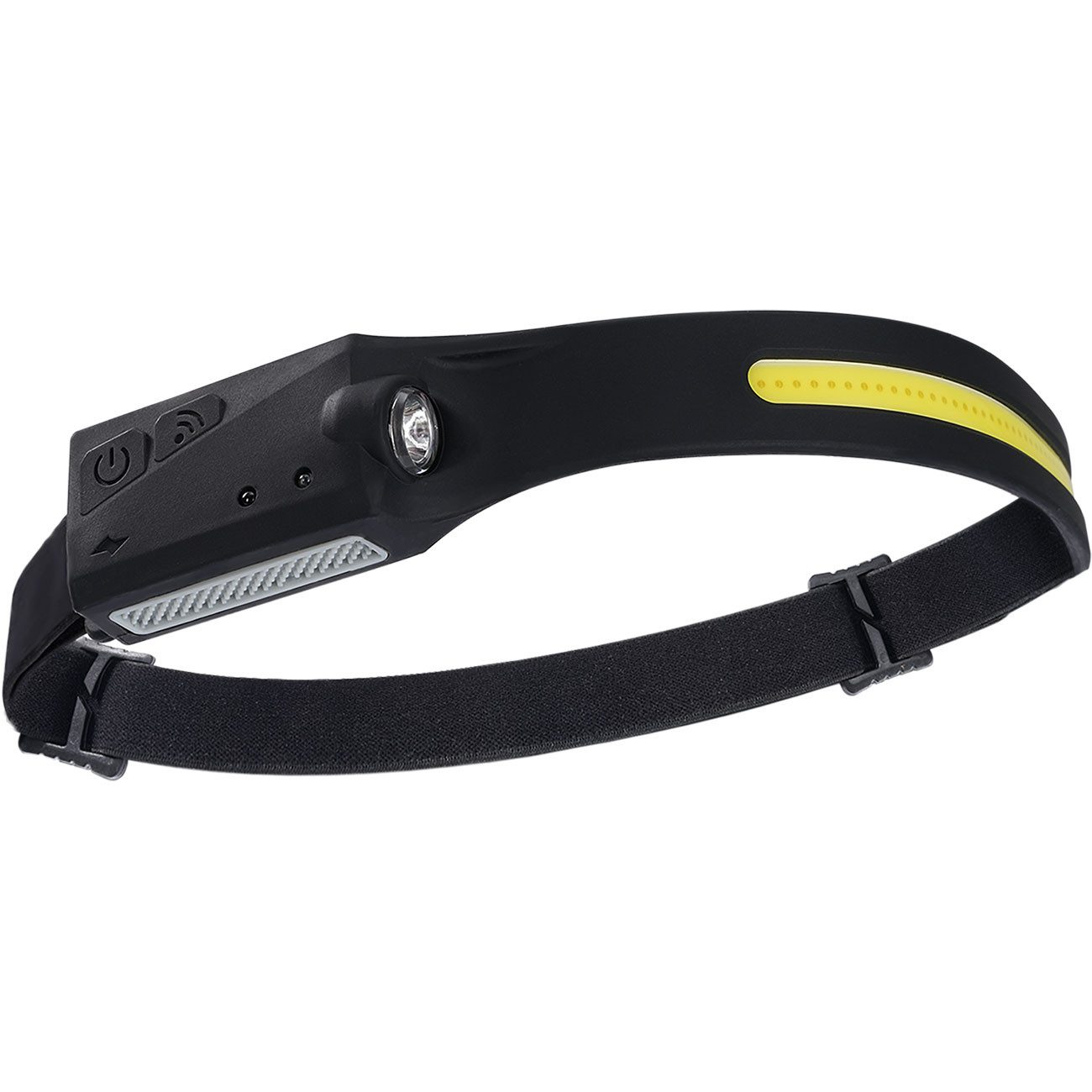 shop'n smile ideoon Stirnlampe Superhelle COB-LED Stirnlampe 230° Weitwinkel 50lm Akku Kopflampe (1-St), Stirnlampe mit Gestensteuerung & Lichtband, verstellbare Größe