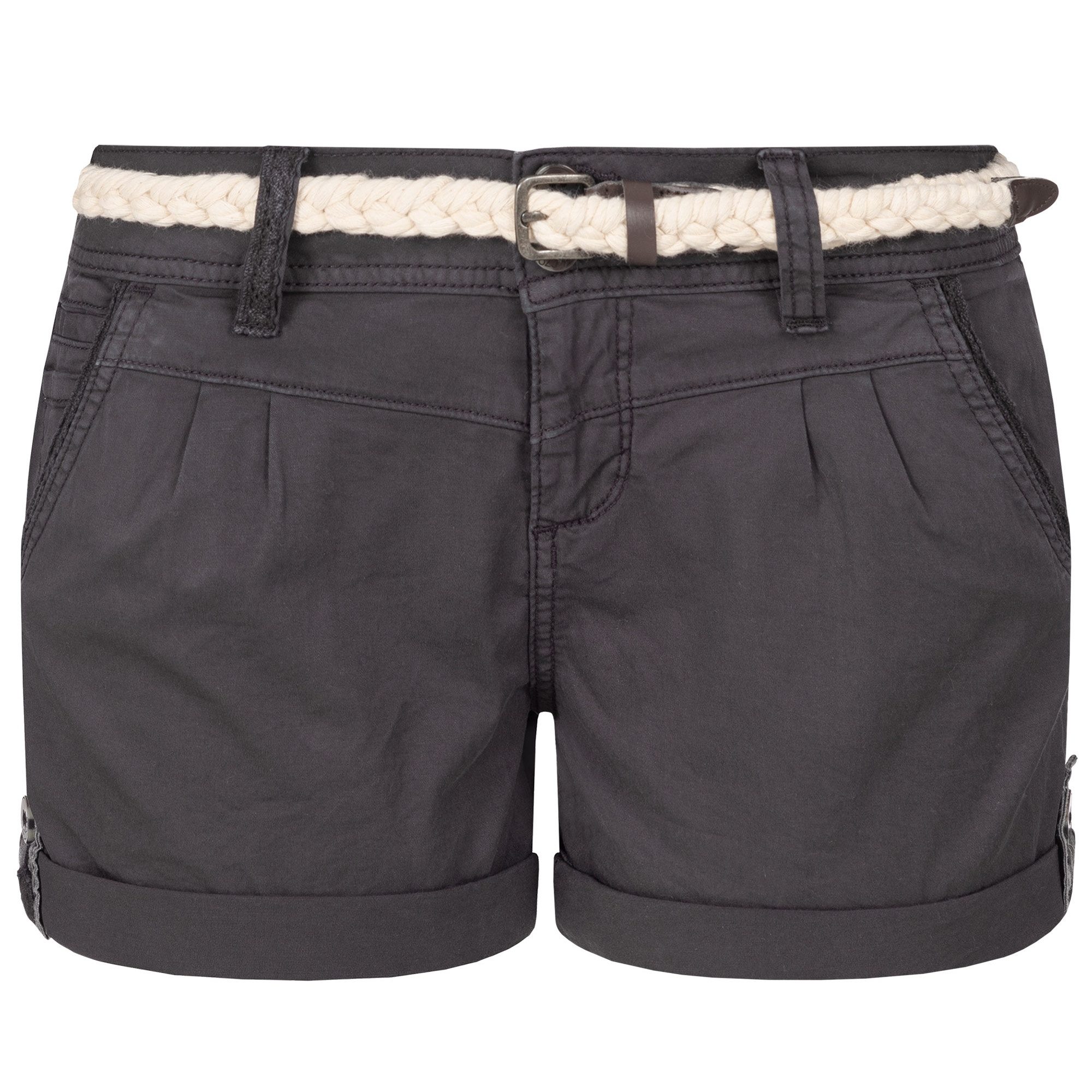 SUBLEVEL Shorts Damen Bermudas kurze Hose Baumwolle Hotpants Chino Sommer Hose Leichte Bermuda mit Stretchkomfort, Hotpant und Flechtgürtel – Bild 4 von 5
