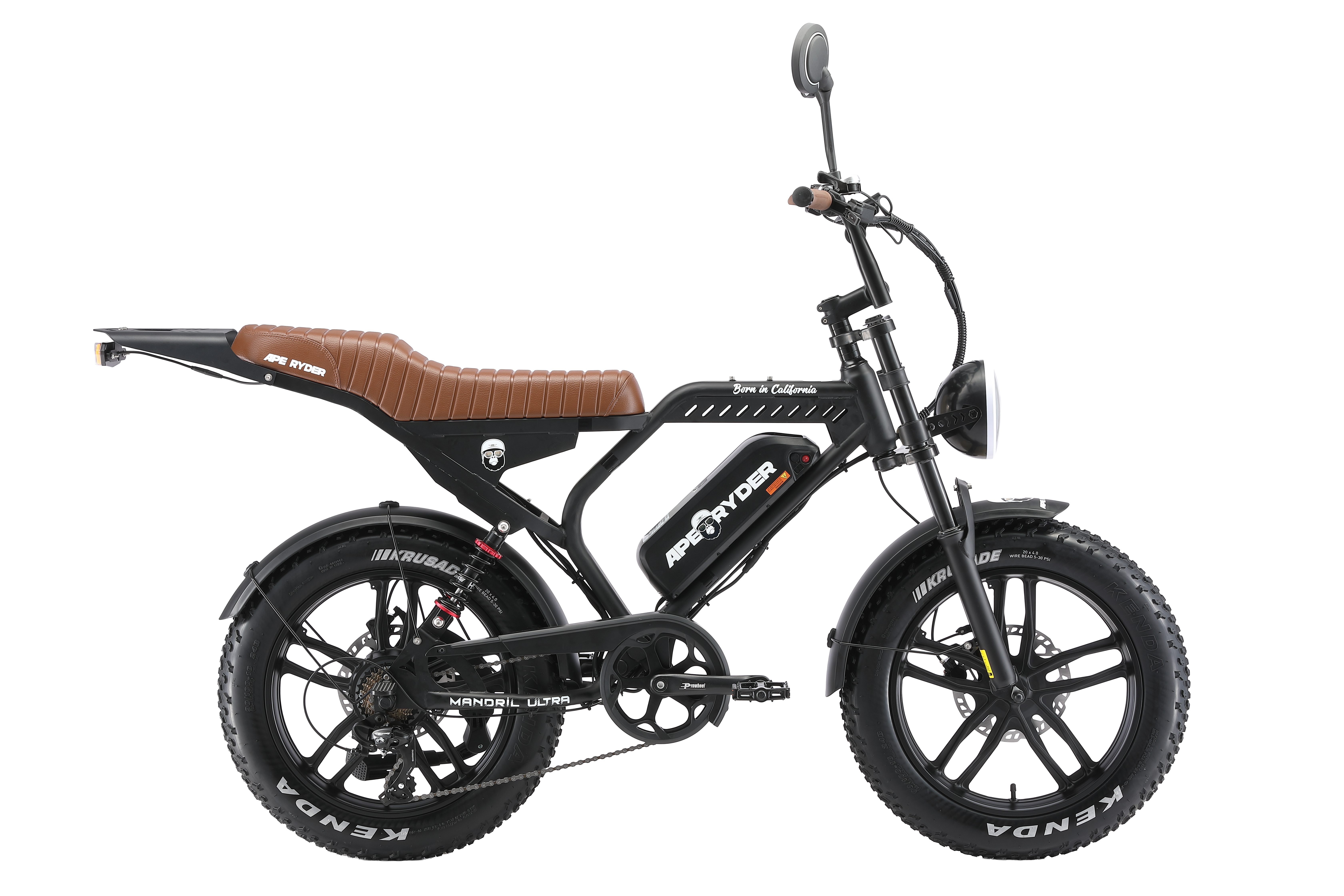 APE RYDER E-Bike Mountainbike 20 Zoll Fatbike 48V 15Ah Akku, bis 80 km, Shimano 7-Gang, hydraulisch, 7 Gang, Heckmotor, 720 Wh, (Packung)