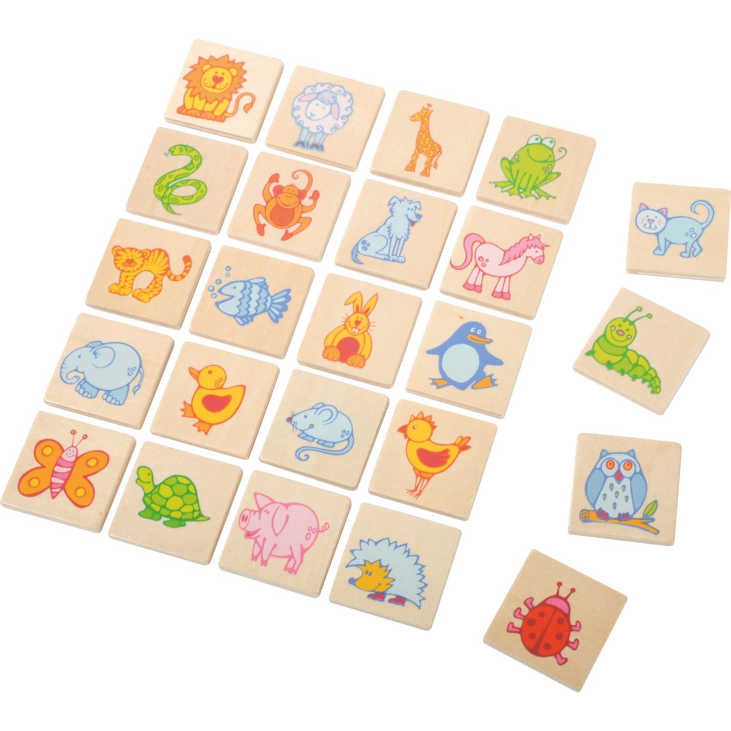 Spiel Legespiel, Erkennungsschilder Tiere, Holz, 3,5 x 3,5 cm