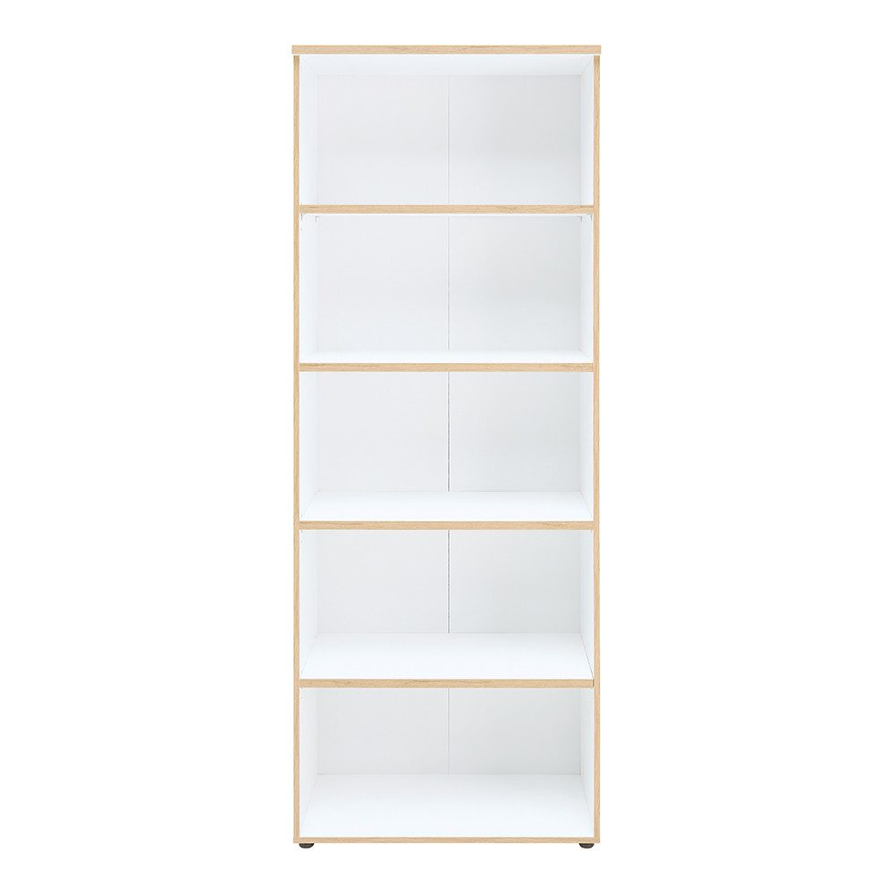 Lomadox Aktenregal MANRESA-36-WHITE, Büroschrank, weiß mit Eiche, grifflos