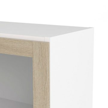 ebuy24 Regal Base Regal 2 Glastüren weiss, Eiche Struktur Dekor