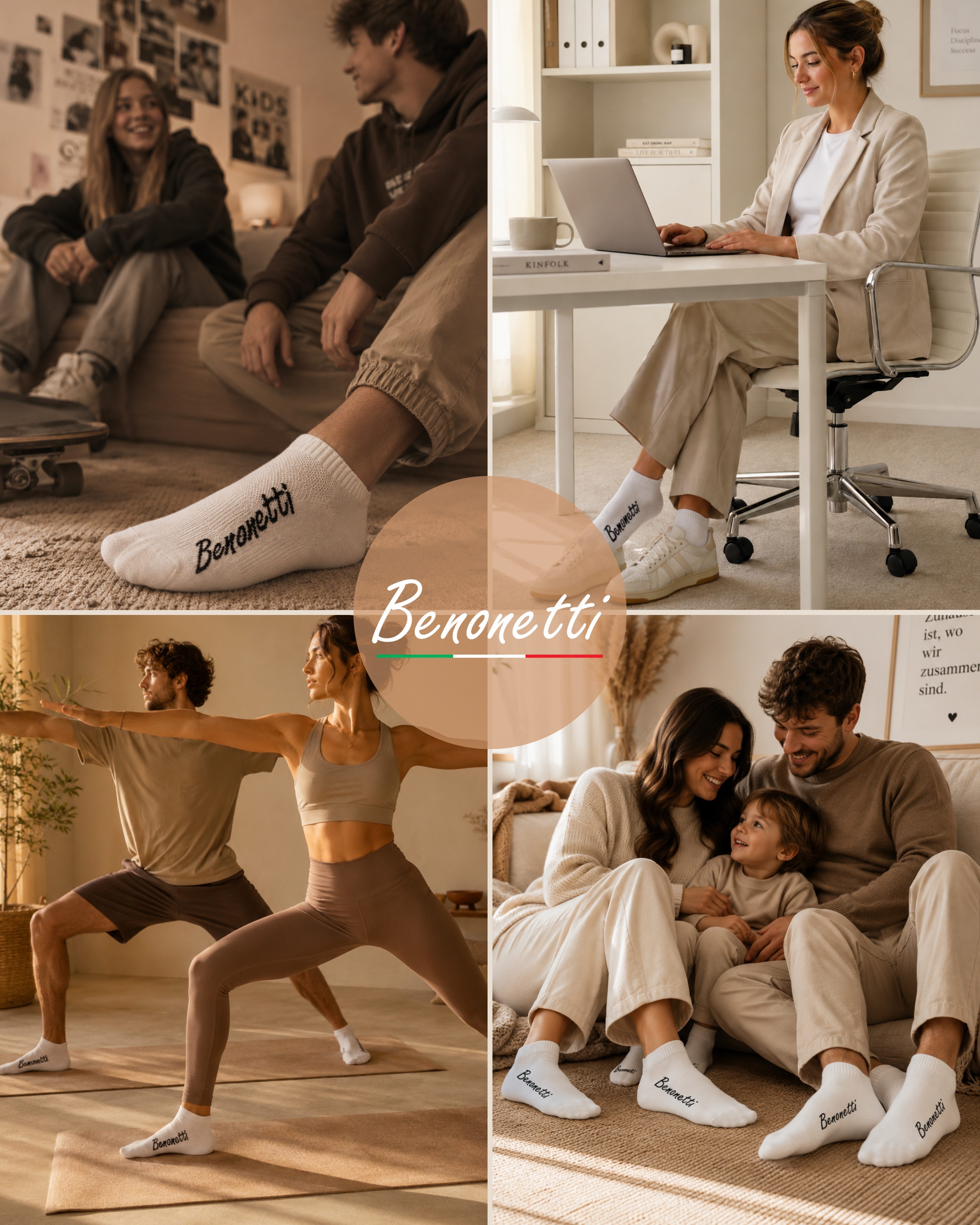 Benonetti Sneakersocken Damen & Herren aus Baumwolle – kurze Socken mit Fersenschutz (Packung, 3-Paar)