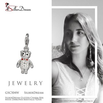 SilberDream Charm-Einhänger SilberDream weiß Charm Bär Zirkonia, Charmsanhänger Bär, 925 Sterling Silber, Farbe: weiß