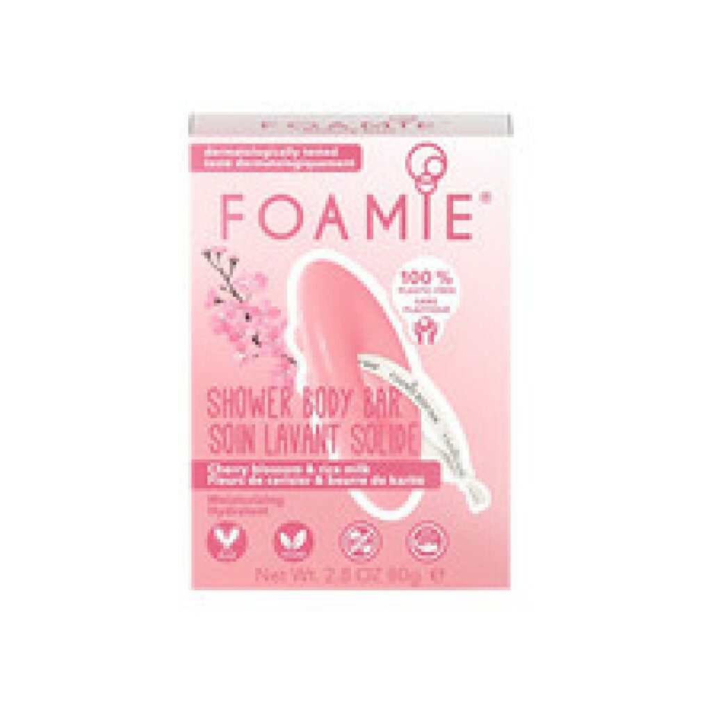 FOAMIE Feste Duschseife Cherry Kiss With Cherry Blossom and Rice Milk (Shower Body Bar) 80 g