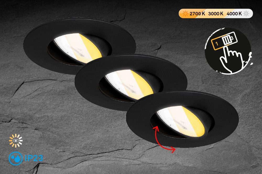 Briloner Leuchten LED Einbauleuchte DIMARA, LED fest integriert, 90x24 mm, Wohnzimmer, Flur