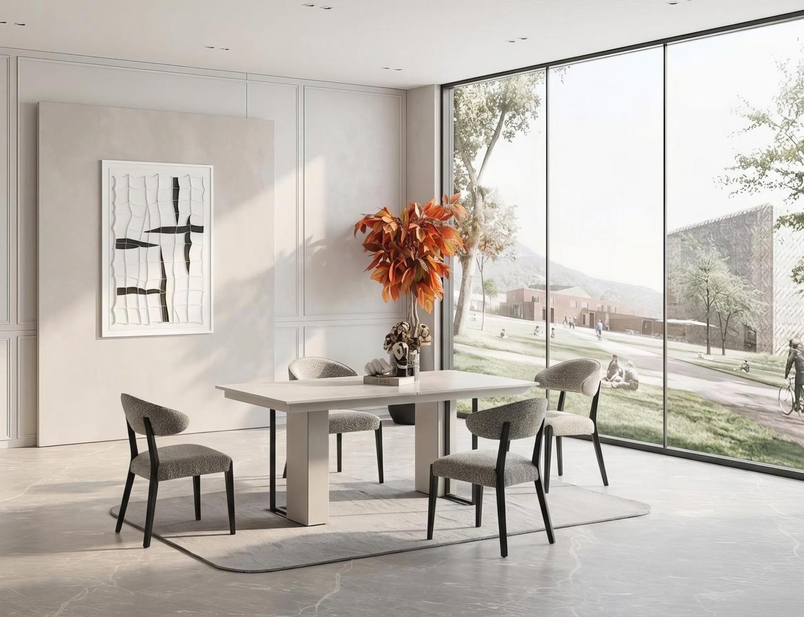 Xlmoebel Essgruppe Modernes Esszimmer Set in Weiß mit Esstisch und 4 Stühlen, (5-tlg), Made in Europa