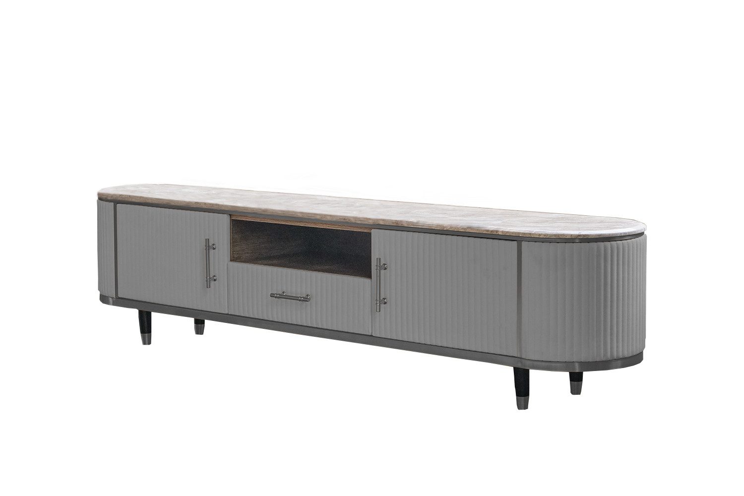 KAWOLA Konsole MARIA, TV-Platte Marmorplatte Kunstleder verschiedene Farben