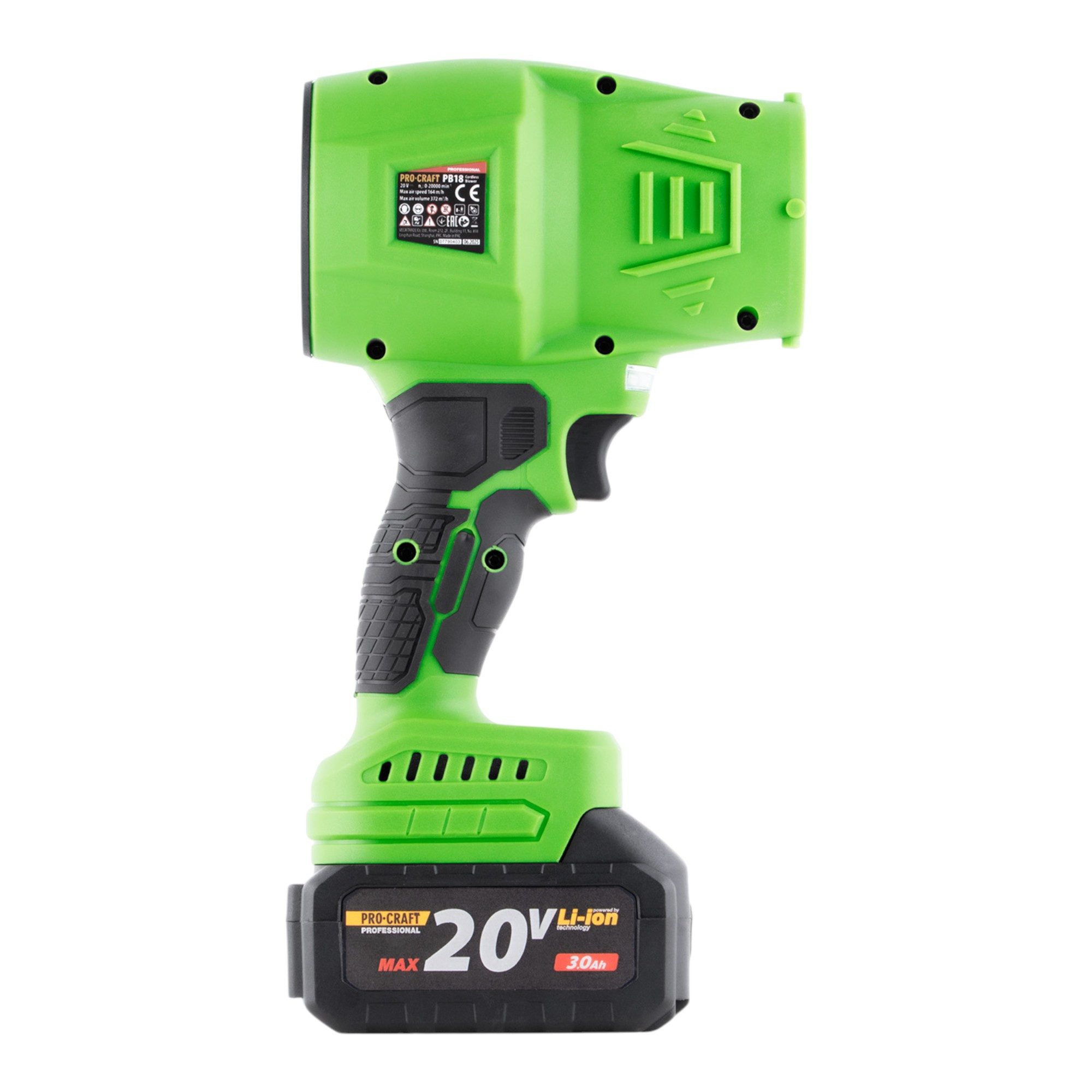 PRO CRAFT Akku-Laubbläser PB18 Akku Laubbläser 20 V + 1x Akku 3,0 Ah + Ladegrät