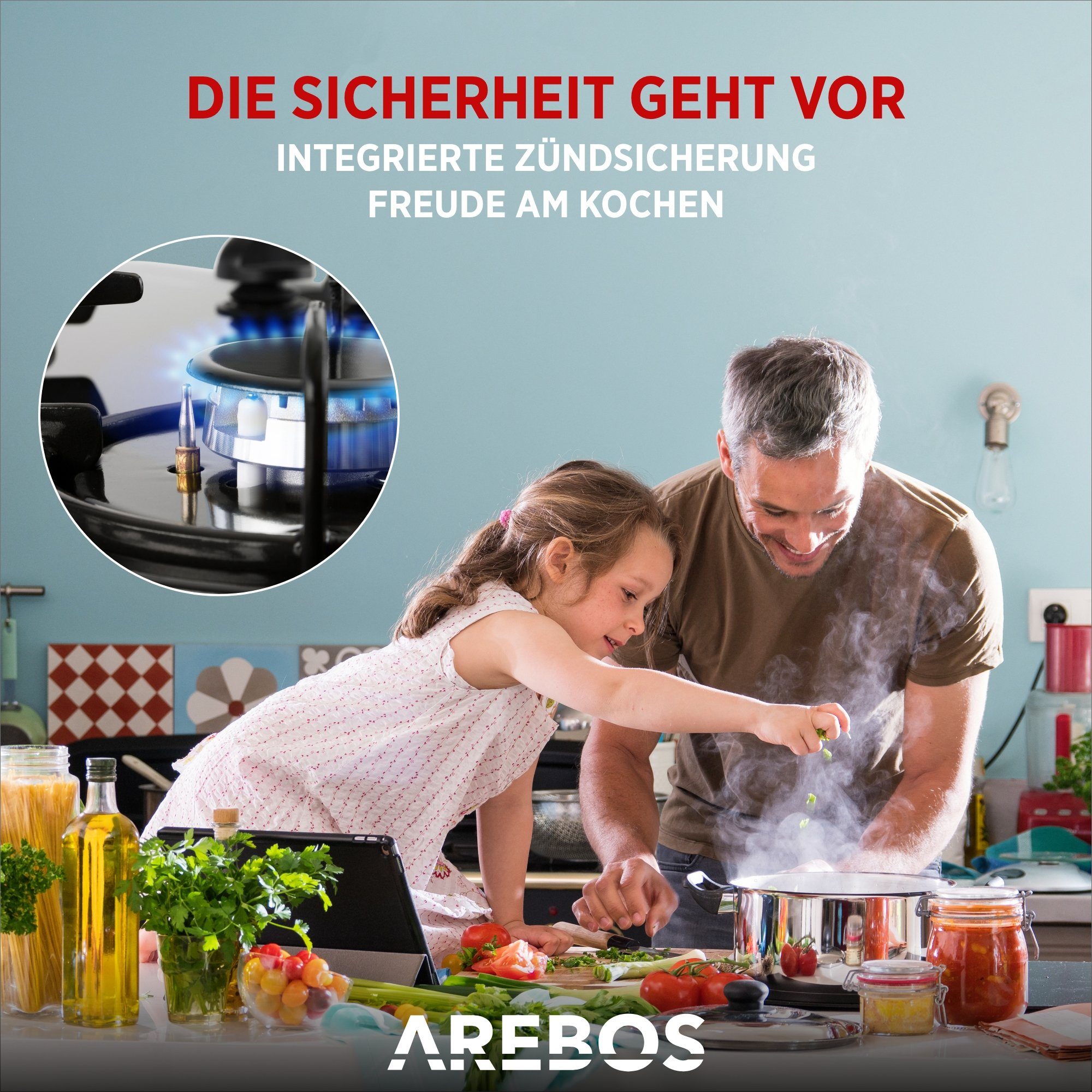 Arebos Gas-Kochfeld