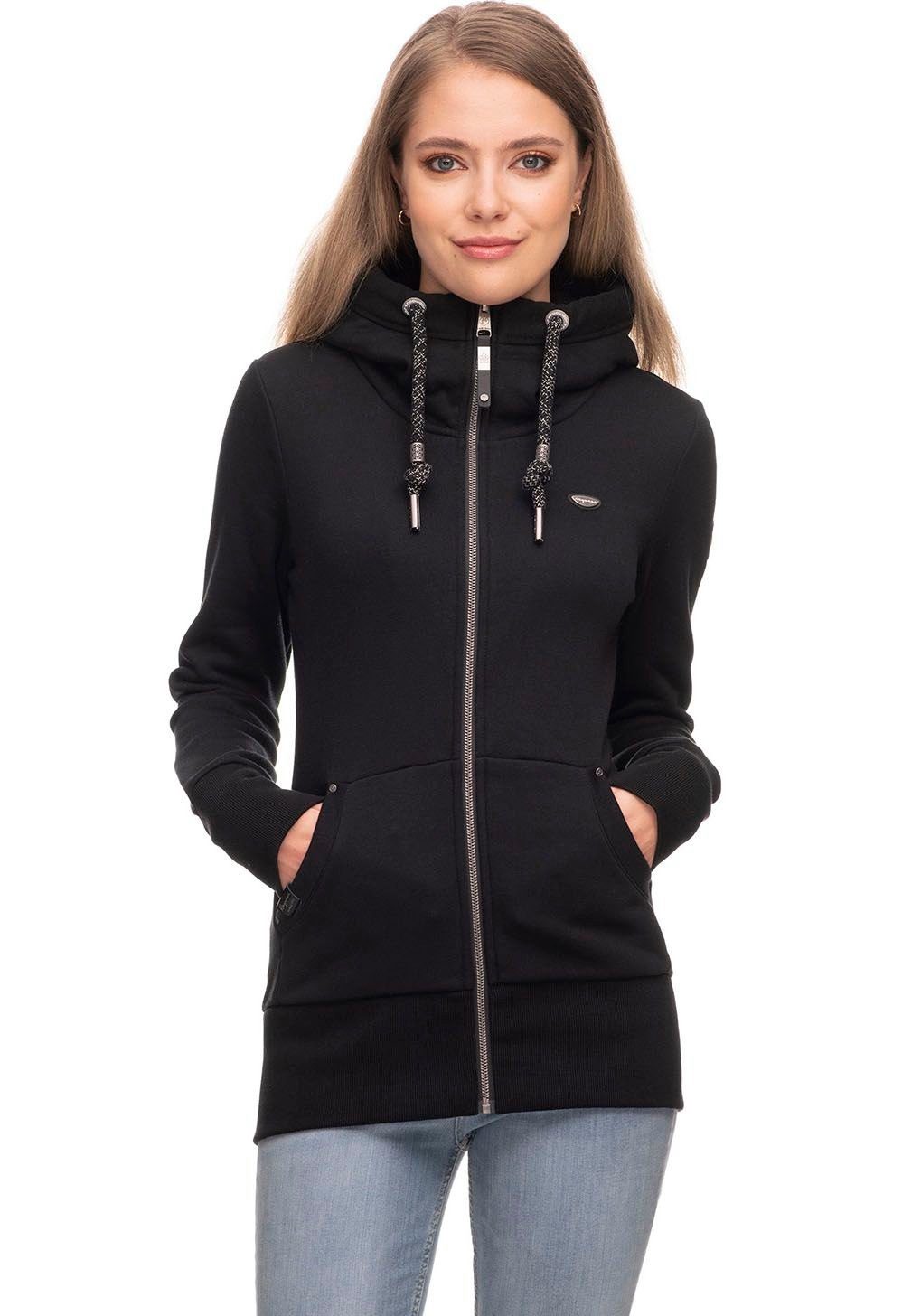 Ragwear black ZIP Kapuzensweatjacke NESKA