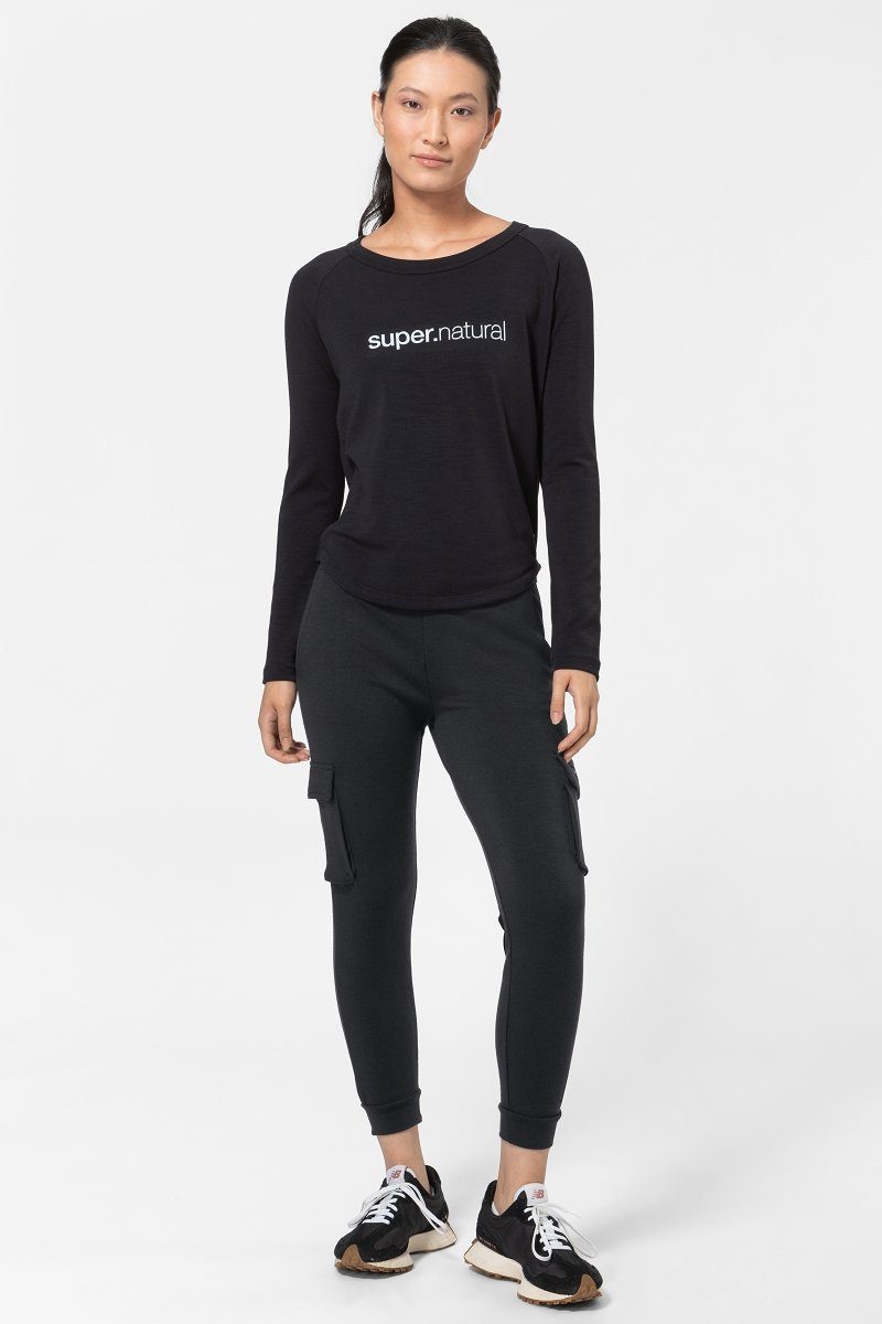 SUPER.NATURAL Cargohose Merino Cargohose W CITY CARGO angenehmer Merino-Materialmix