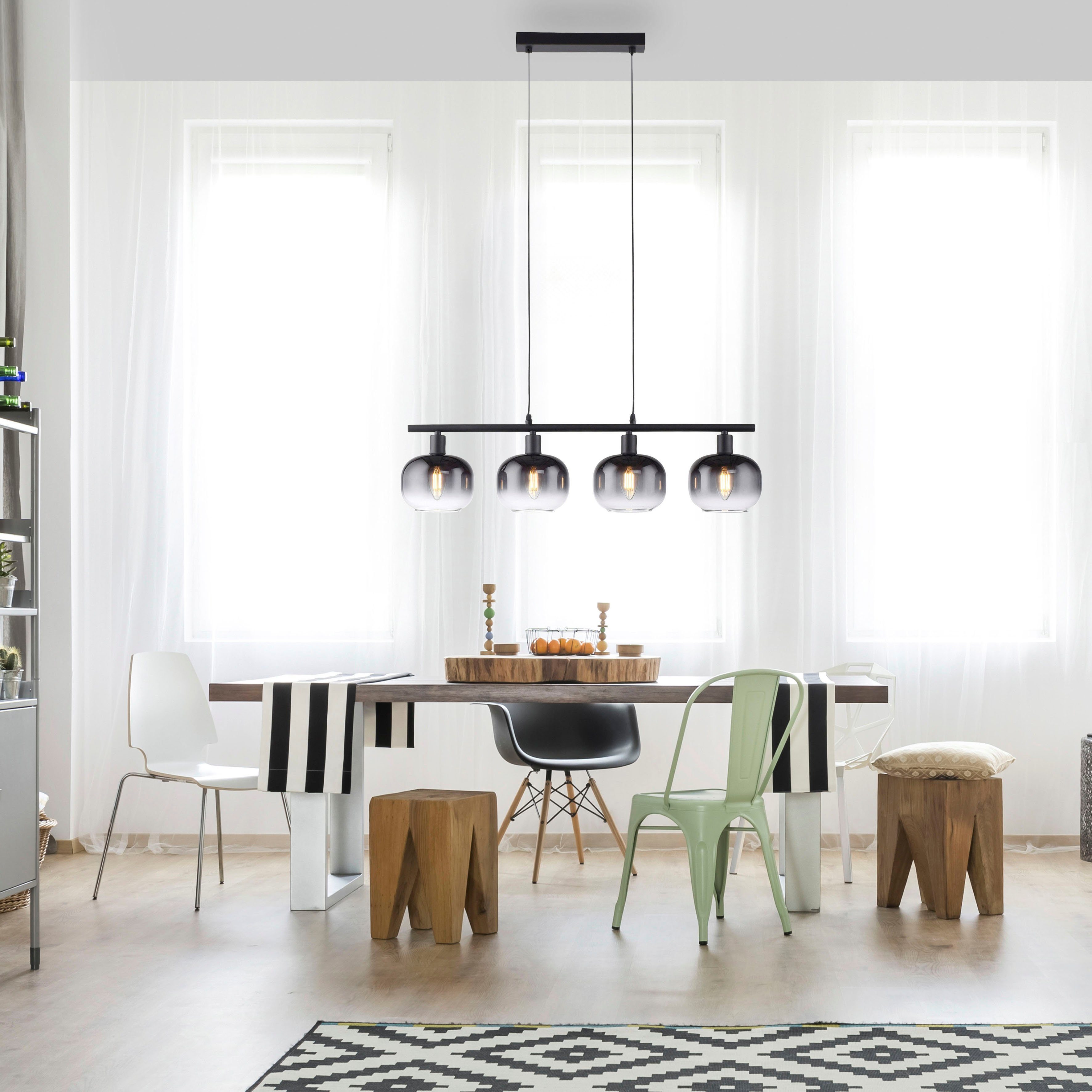 JUST LIGHT Pendelleuchte ZEA, mit Rauchgläsern und schwarzem Finish, ohne L günstig online kaufen