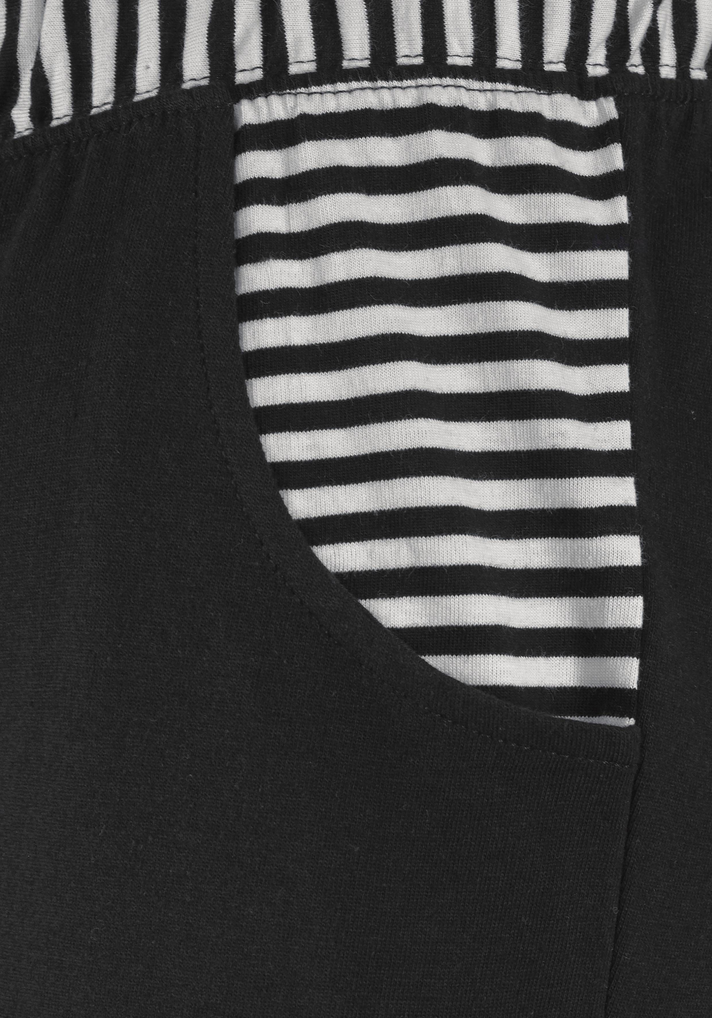 geringeltem (2 H.I.S tlg., T-Shirt Hose legerer mit Stück) Capri-Pyjama und schwarz-gestreift 1
